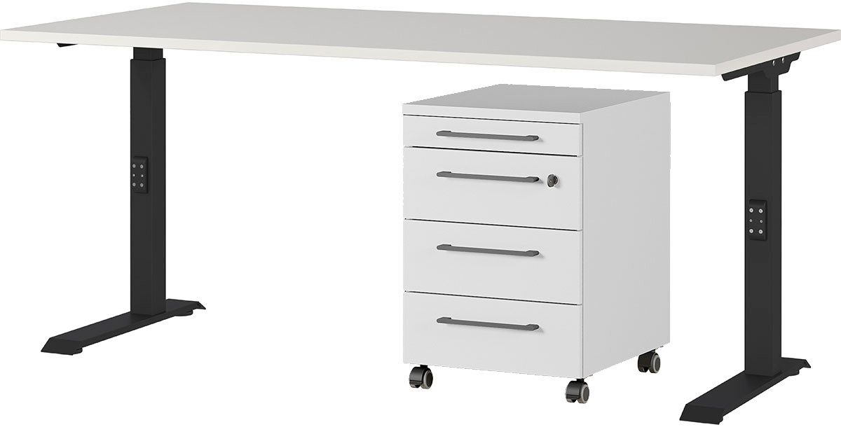 GERMANIA Kantoormeubelset Agenda Set bestaande uit in hoogte verstelbaar bureau en rolcontainer (2-delig) kantoorsets maat 217 cm x 91 cm x 80 cm