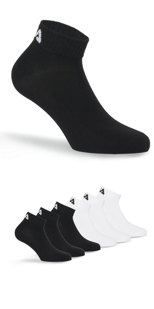 Fila Korte sokken UNISEX INVISIBLE PLAIN SOCKS Katoenmengsel, ribboorden, platte teennaad (6 paar, Set van 6) unisex sportsokken maat 39 (42)
