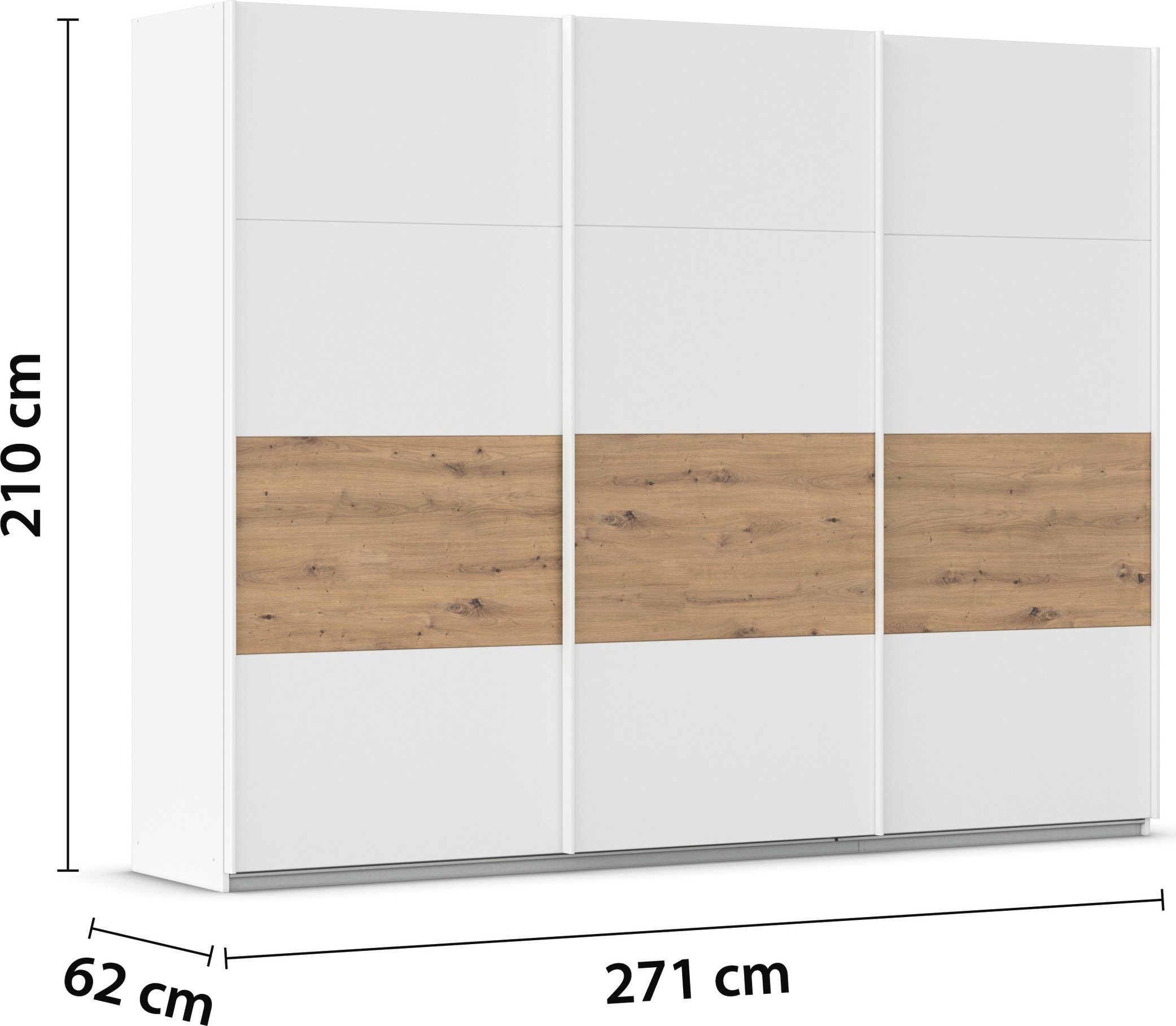 rauch Schuifdeurkast Kledingkast Kast Garderobe CORTONA inclusief indeling, 2 stoffen dozen en extra planken