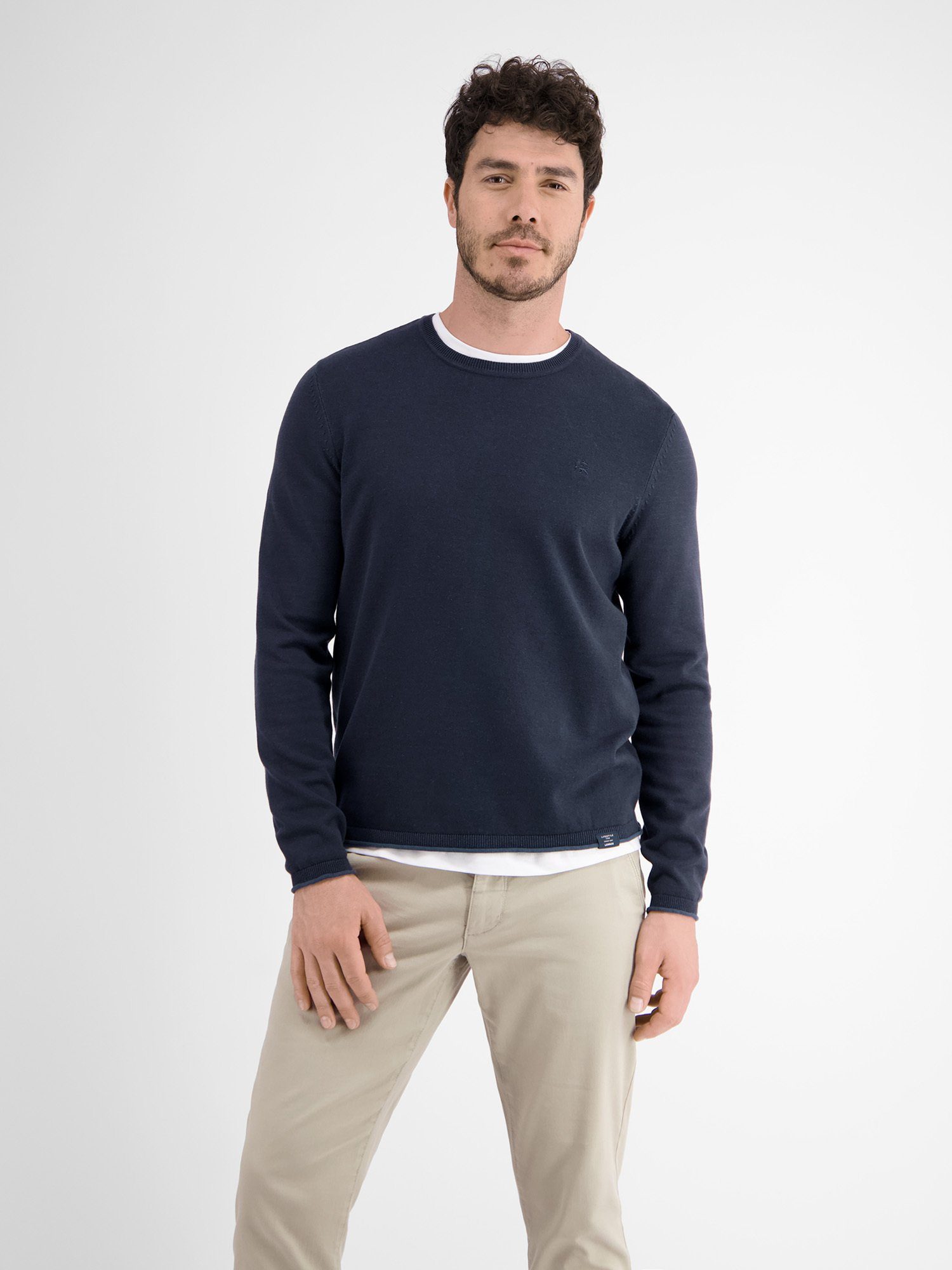 Lerros Gebreide trui LERROS ronde hals pullover, vlakbrei