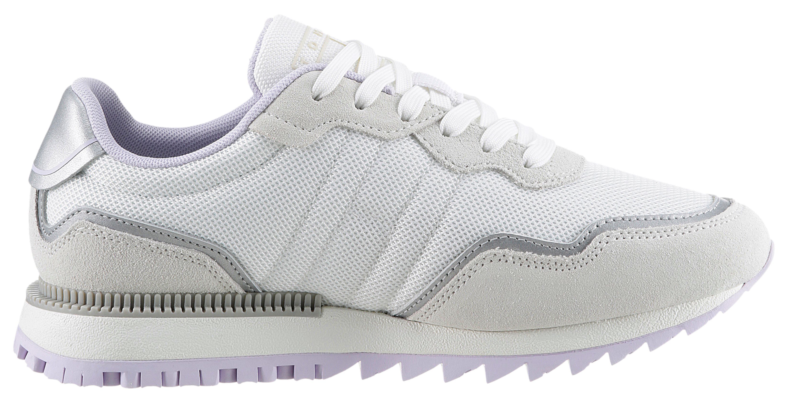 TOMMY JEANS Sneakers met sleehak TJW METALLIC RETRO CLEATED RUN met contrastafwerkingen, vrijetijdsschoen, lage schoen, veterschoen
