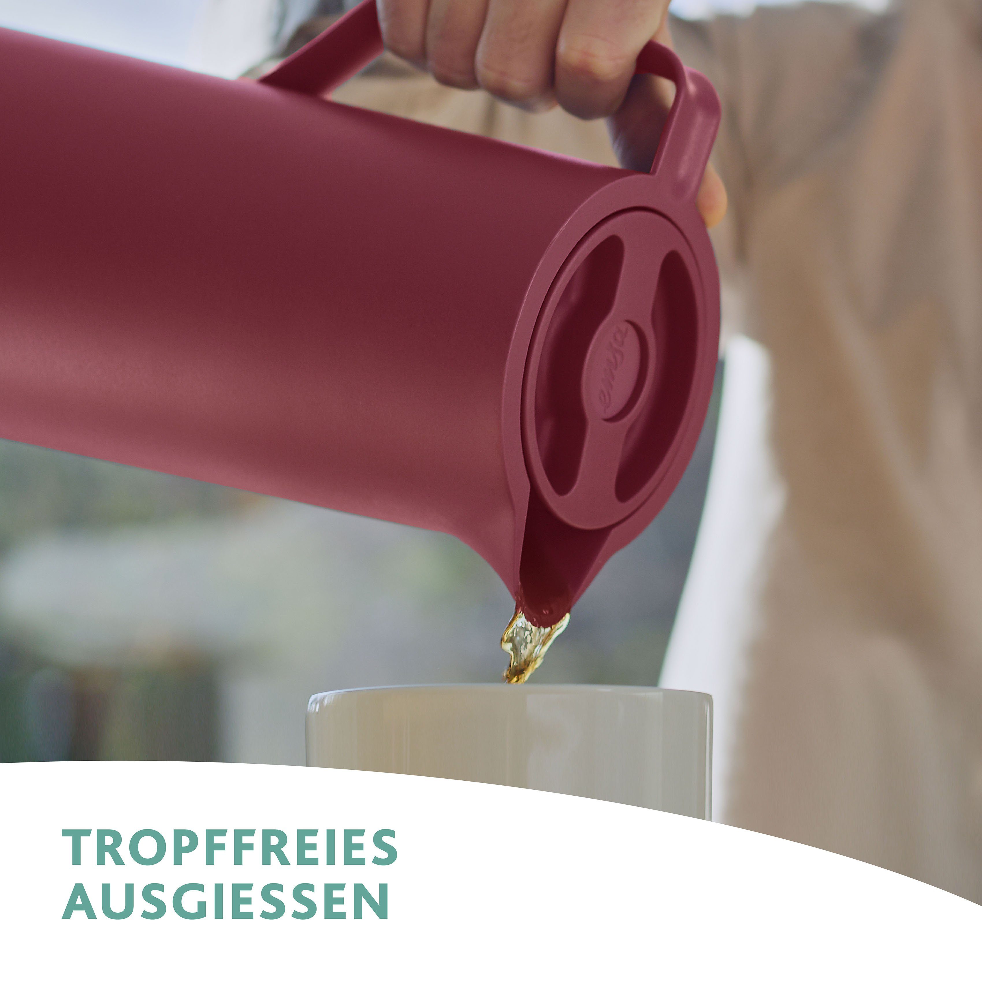 Emsa Thermoskan Motiva Quick-Press deksel, eenhandbediening, 12u warm/24u koud, glazen fles (1 stuk)