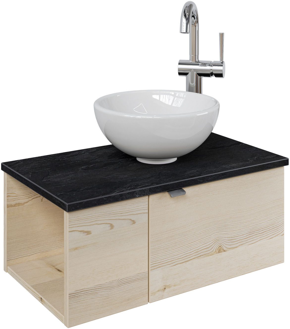 Saphir Wastafelonderkast Serie 6915 wastafel met onderkast voor gastenbadkamer, tweede toilet (3-delig) wastafelmeubels beige