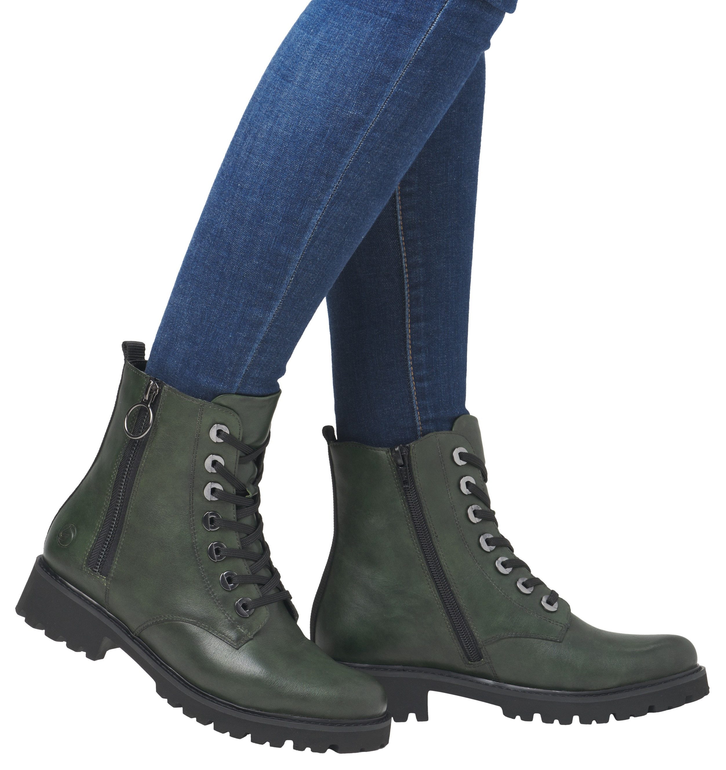Remonte Veterlaarsjes blokhak, laarsjes, veterschoenen, flats in used look