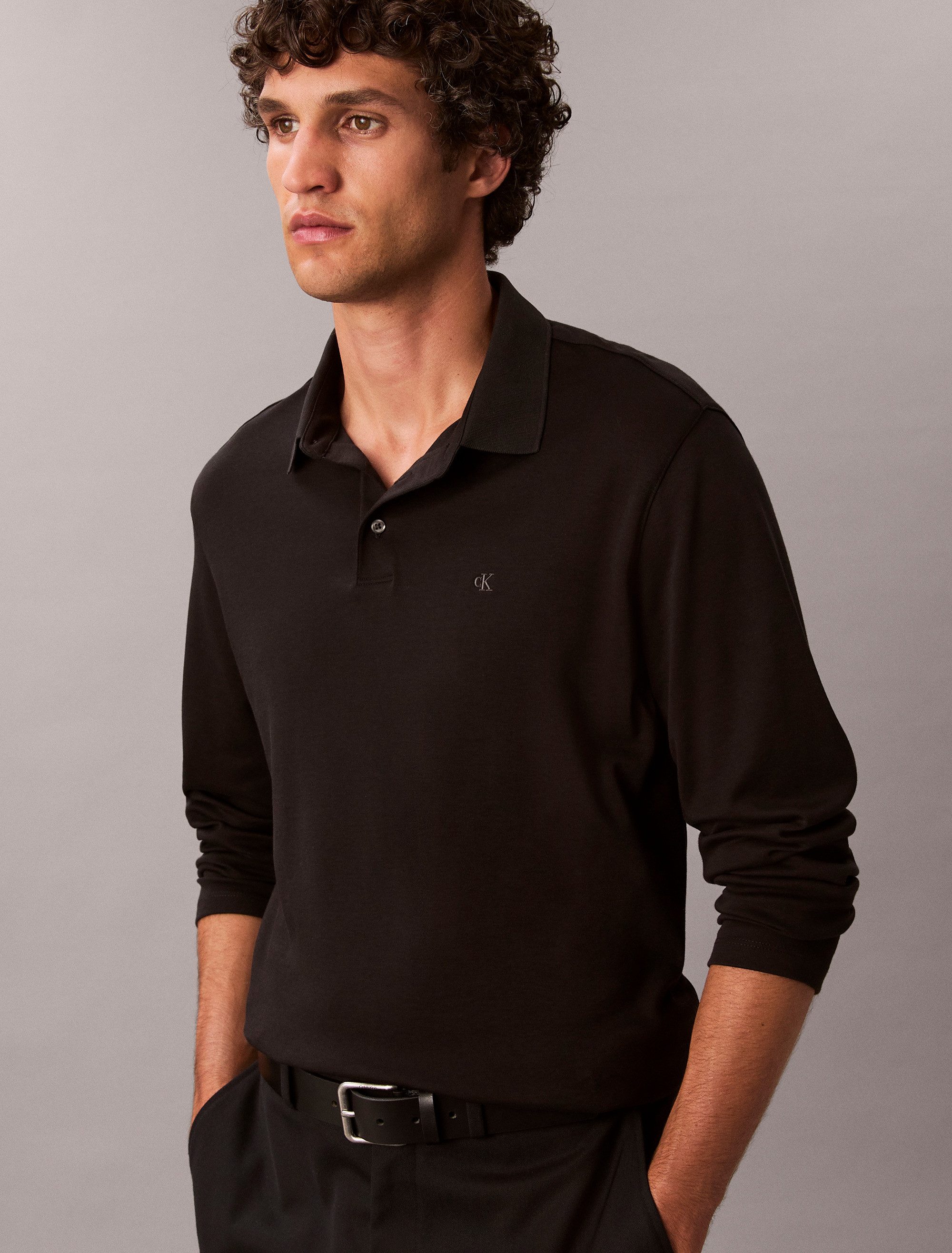 Calvin Klein Poloshirt met lange mouwen LS SUPIMA COTTON SOLID POLO