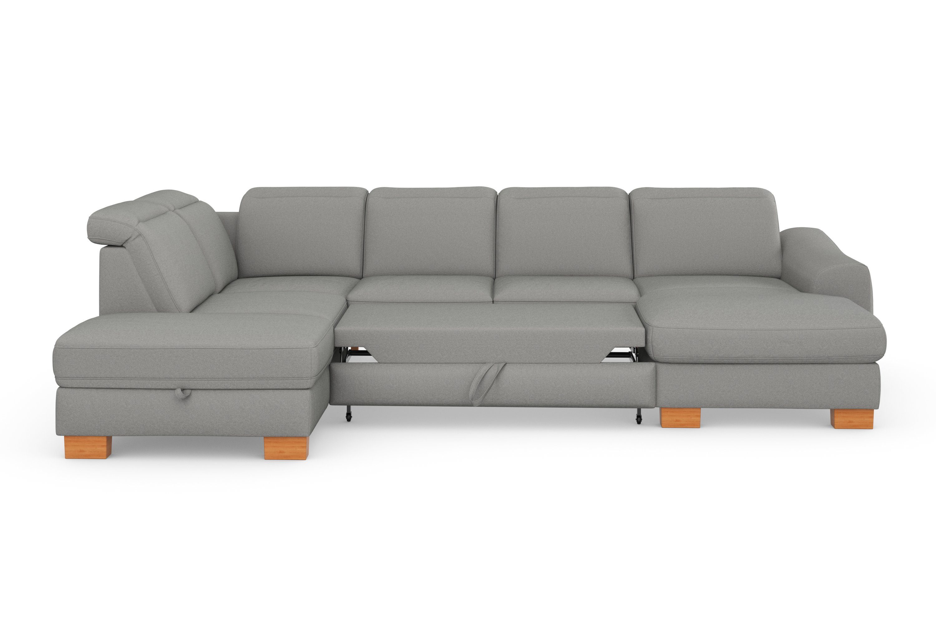 sit&more Zithoek Dundee U-vorm met binnenvering en massief houten poten, naar keuze met verstelbare hoofdsteun