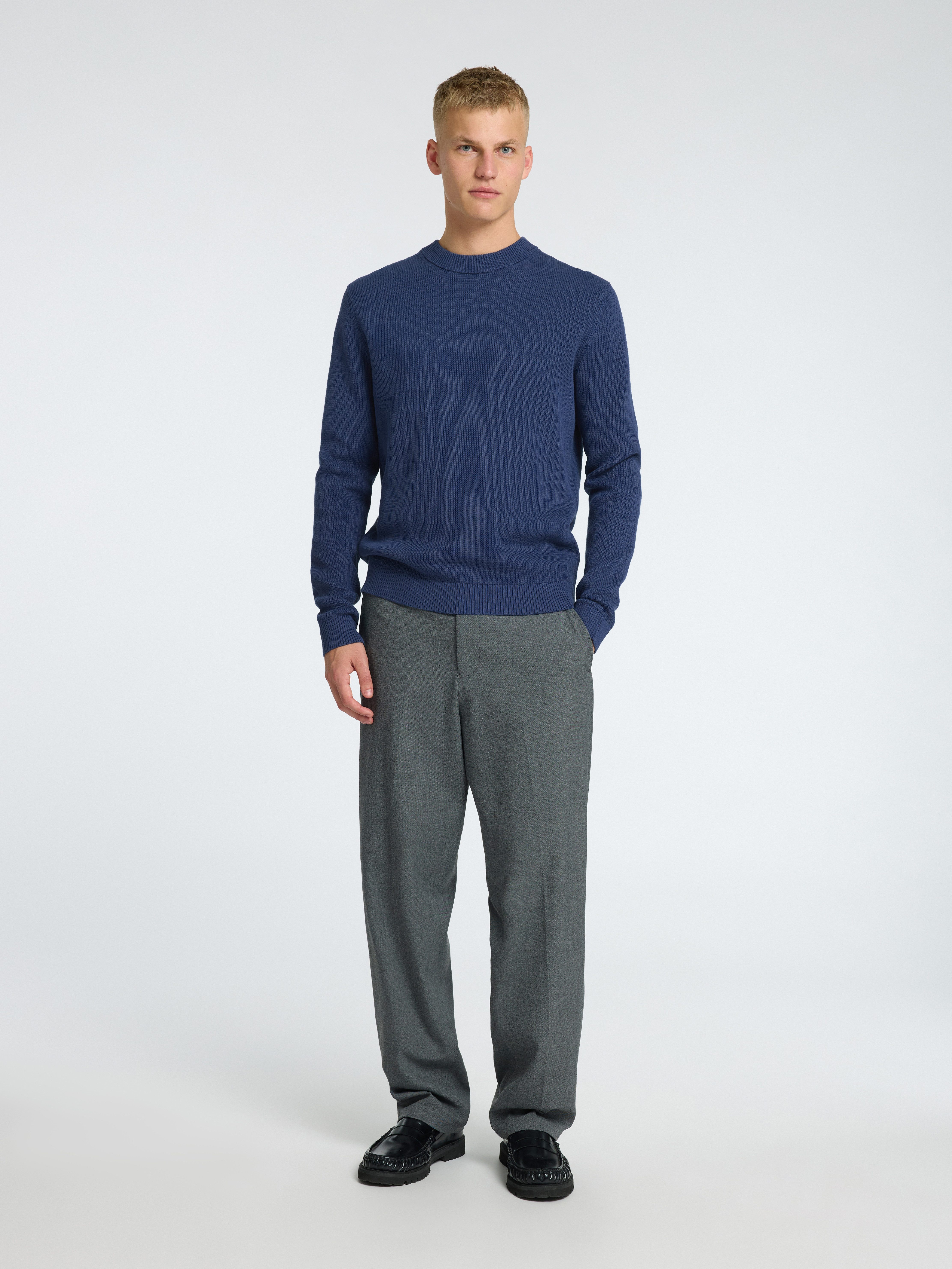 SELECTED HOMME Trui met ronde hals SLHDANE LS KNIT STRUCTURE CREW NECK NOOS