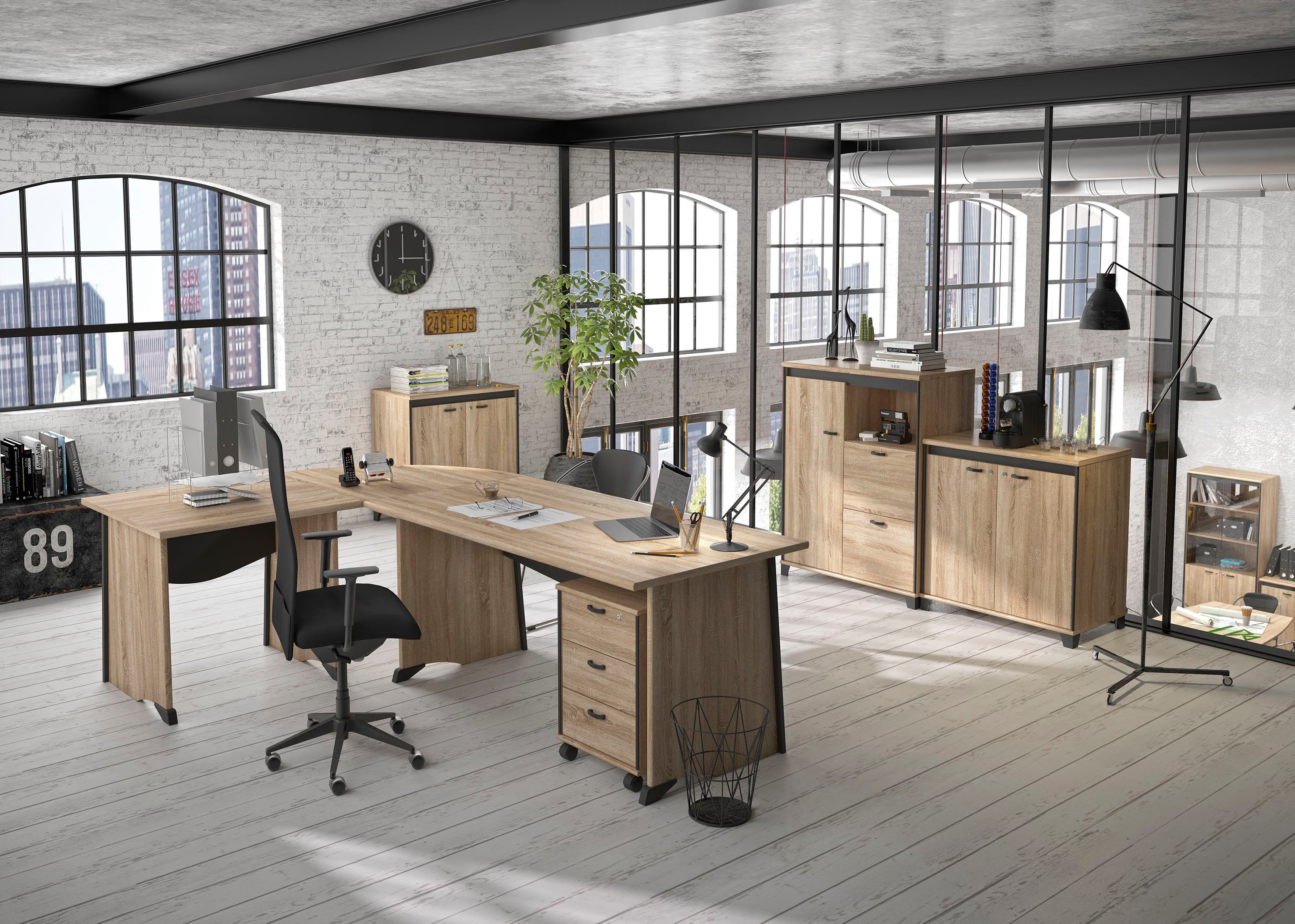 Gami Bureau Mambo in verschillende breedten (1 stuk) bureaus maat 160 cm x 74 cm x 80 cm beige