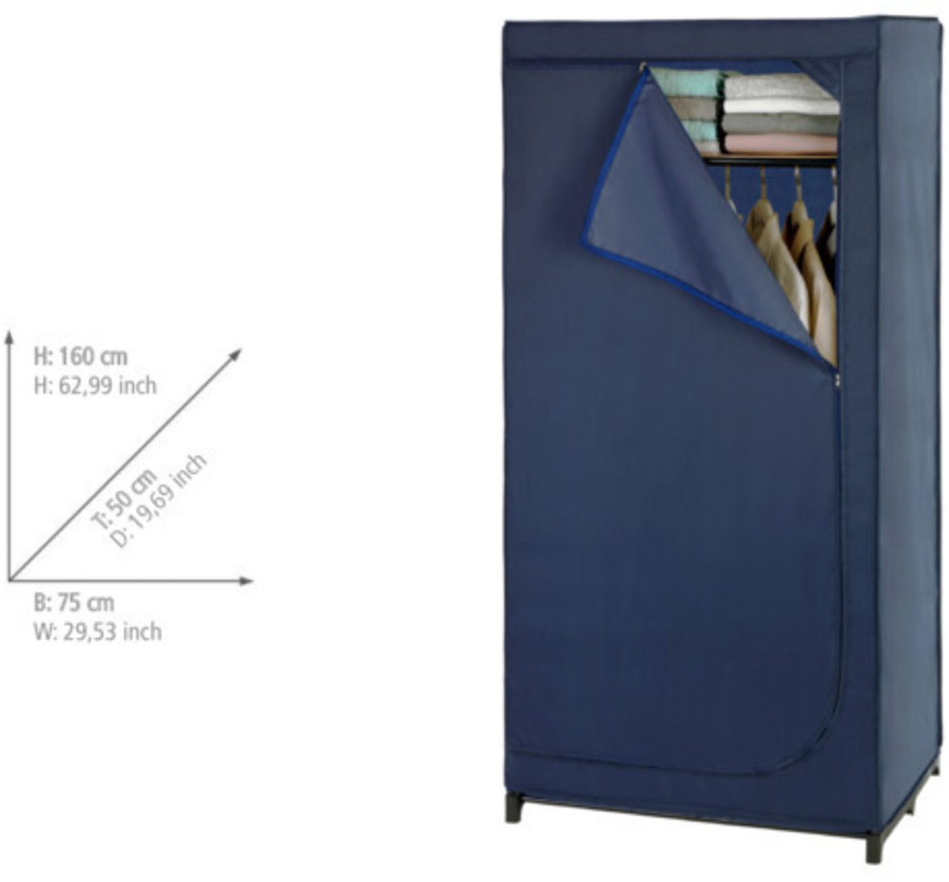 WENKO Stofkast Business Vouwkast met plank & kledingstang, metalen frame, afwasbaar