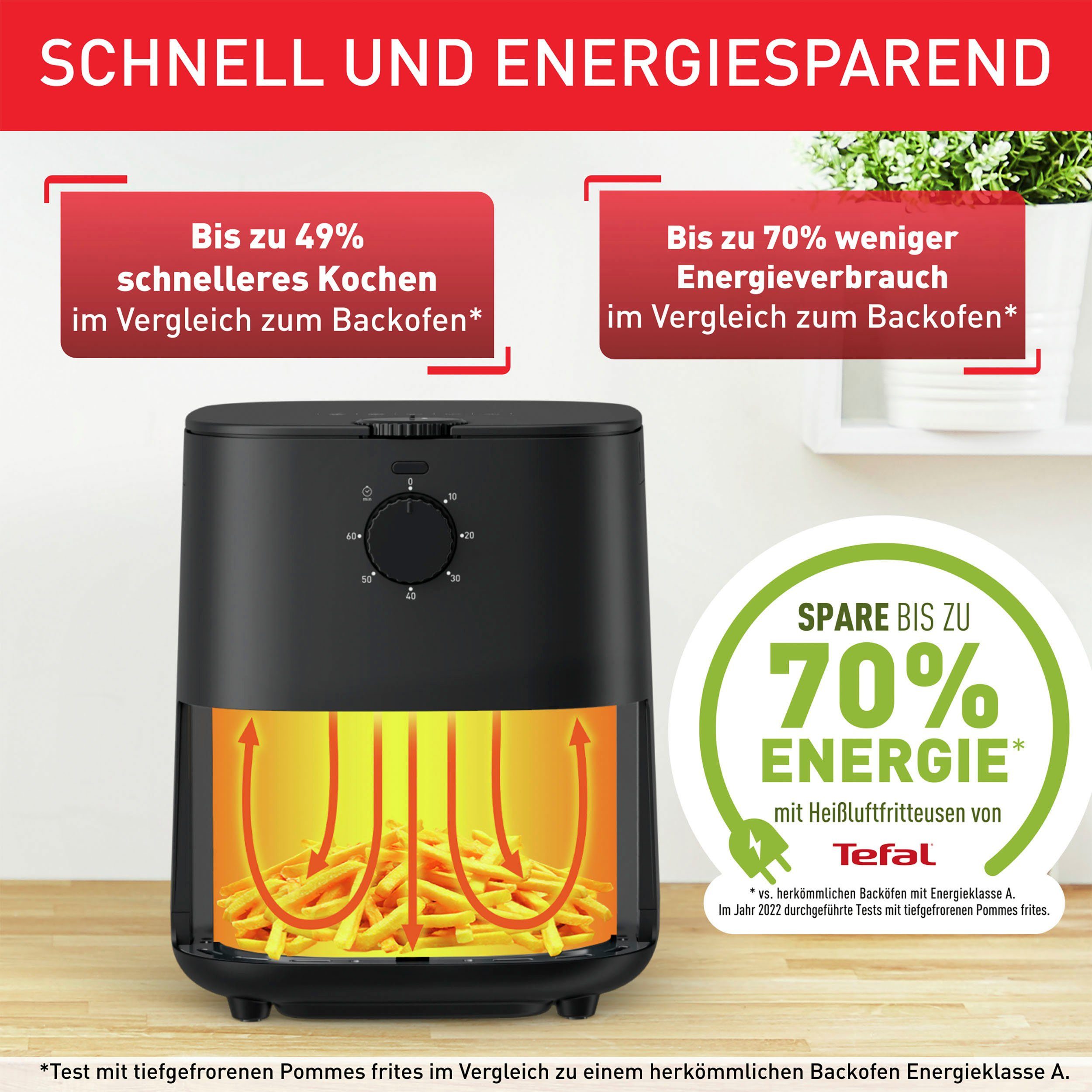 Tefal Airfryer EY1308 Easy Fry Essential compact design, energiebesparend, knapperige resultaten, gezond koken