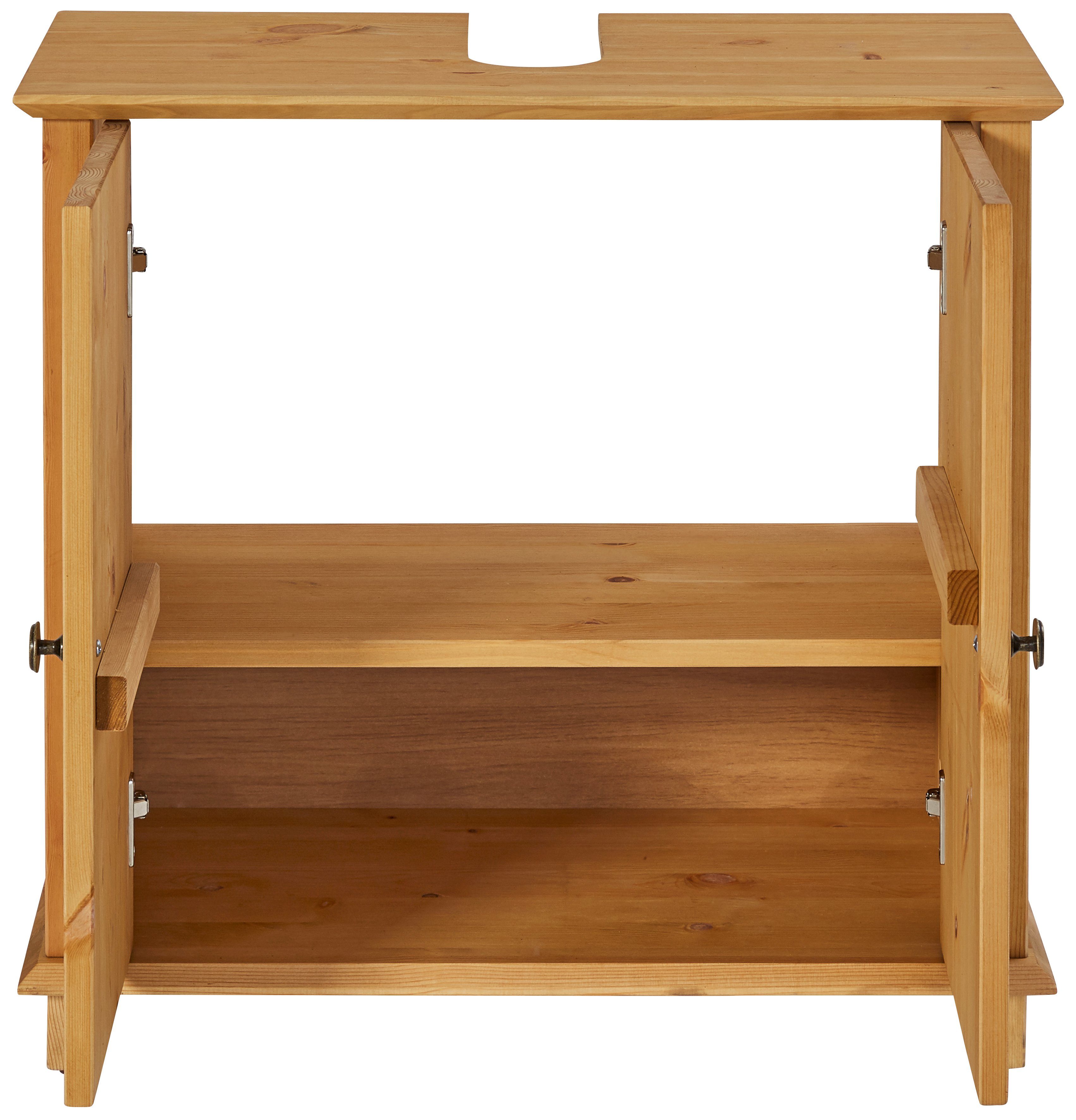 Home affaire Wastafelonderkast Vili Breedte 60 cm, badkamerkast van massief hout, metalen grepen