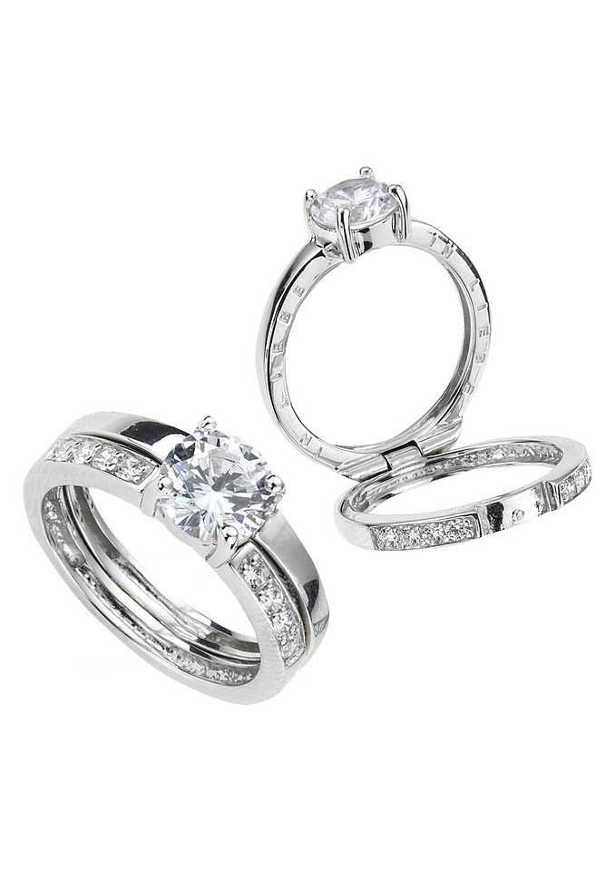 Firetti Ring Sieraad cadeau zilver 925 zilveren ring tekst binnenin: In liefde