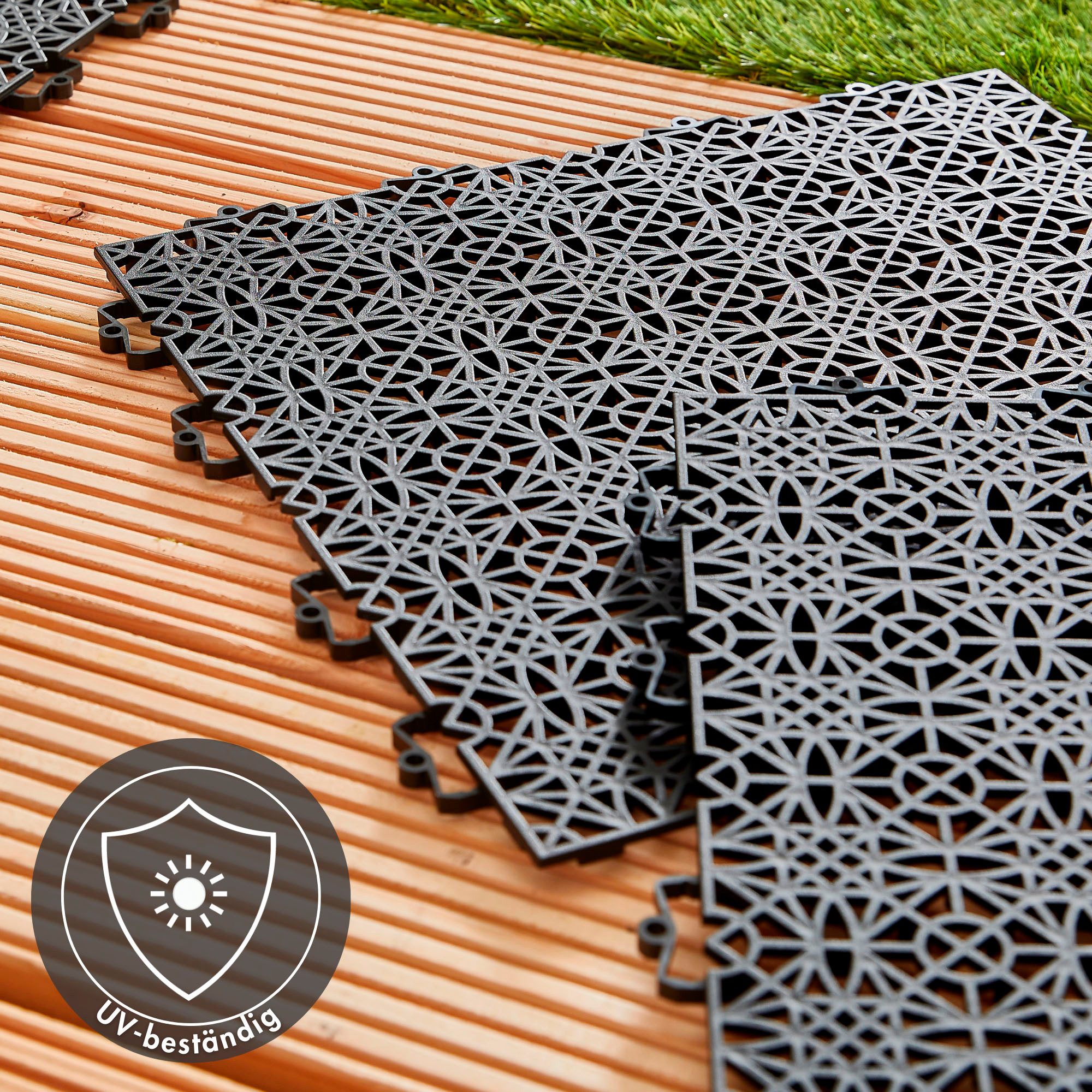 Andiamo Kunststof tegels Terras tegels Terra Sol, Made in Swiss Outdoor kliktegels, 38x38 cm, set met 1 m², 2 m², 5 m², uv-bestendig (set)