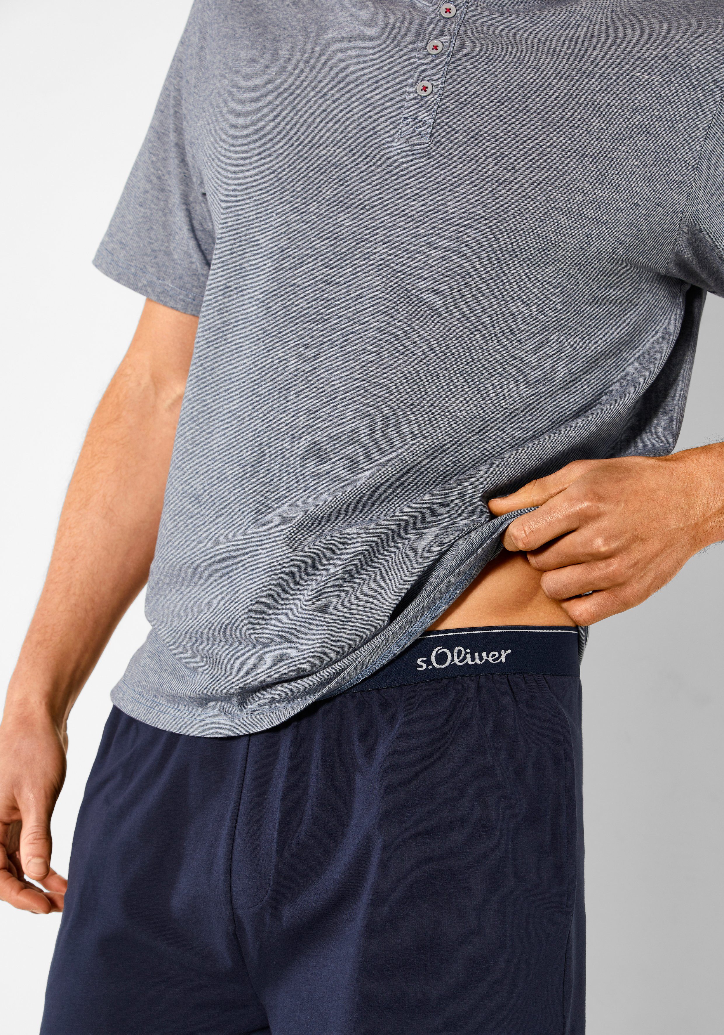 s.Oliver RED LABEL Beachwear Pyjama in melange-look met knopenrij (2-delig 1 stuk)