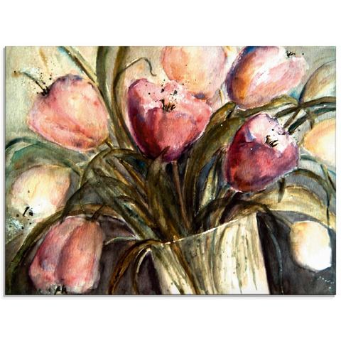 Artland print op glas Lila Tulpen in Vase