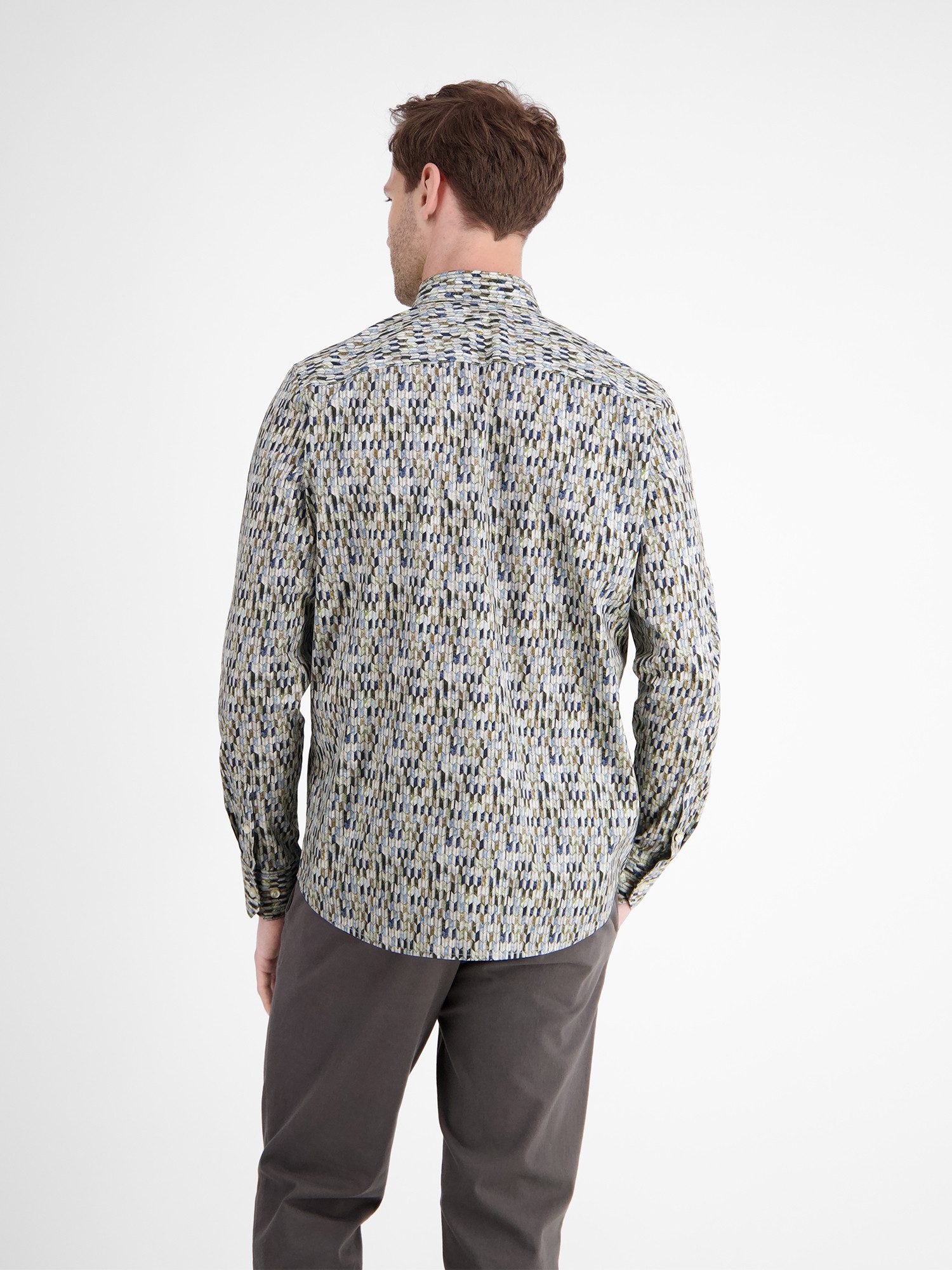 Lerros Overhemd met lange mouwen LERROS Poplin-Heren overhemd met design print
