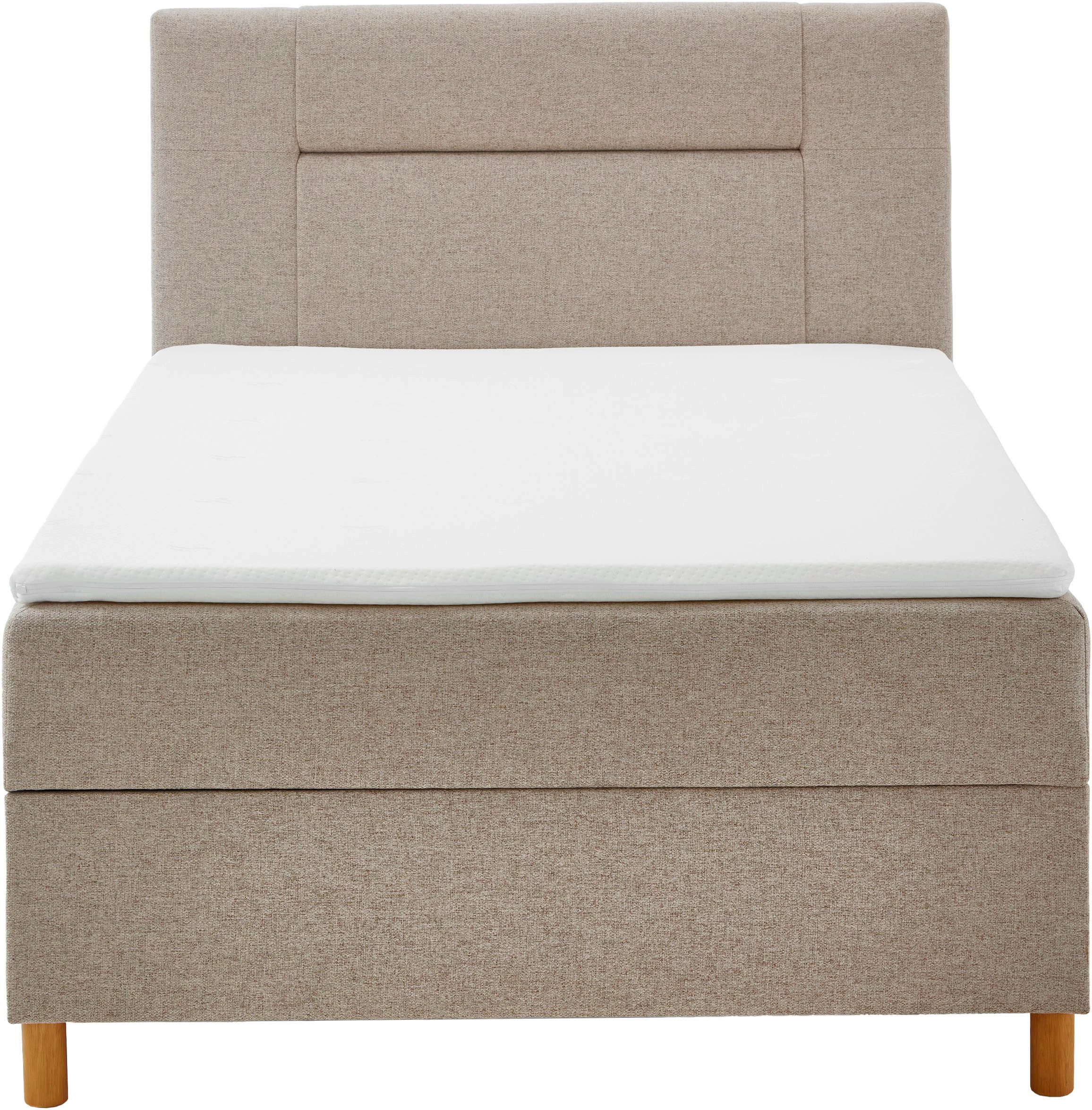 INOSIGN Boxspring Escalon II, met opbergruimte, inclusief topper, met houten poten