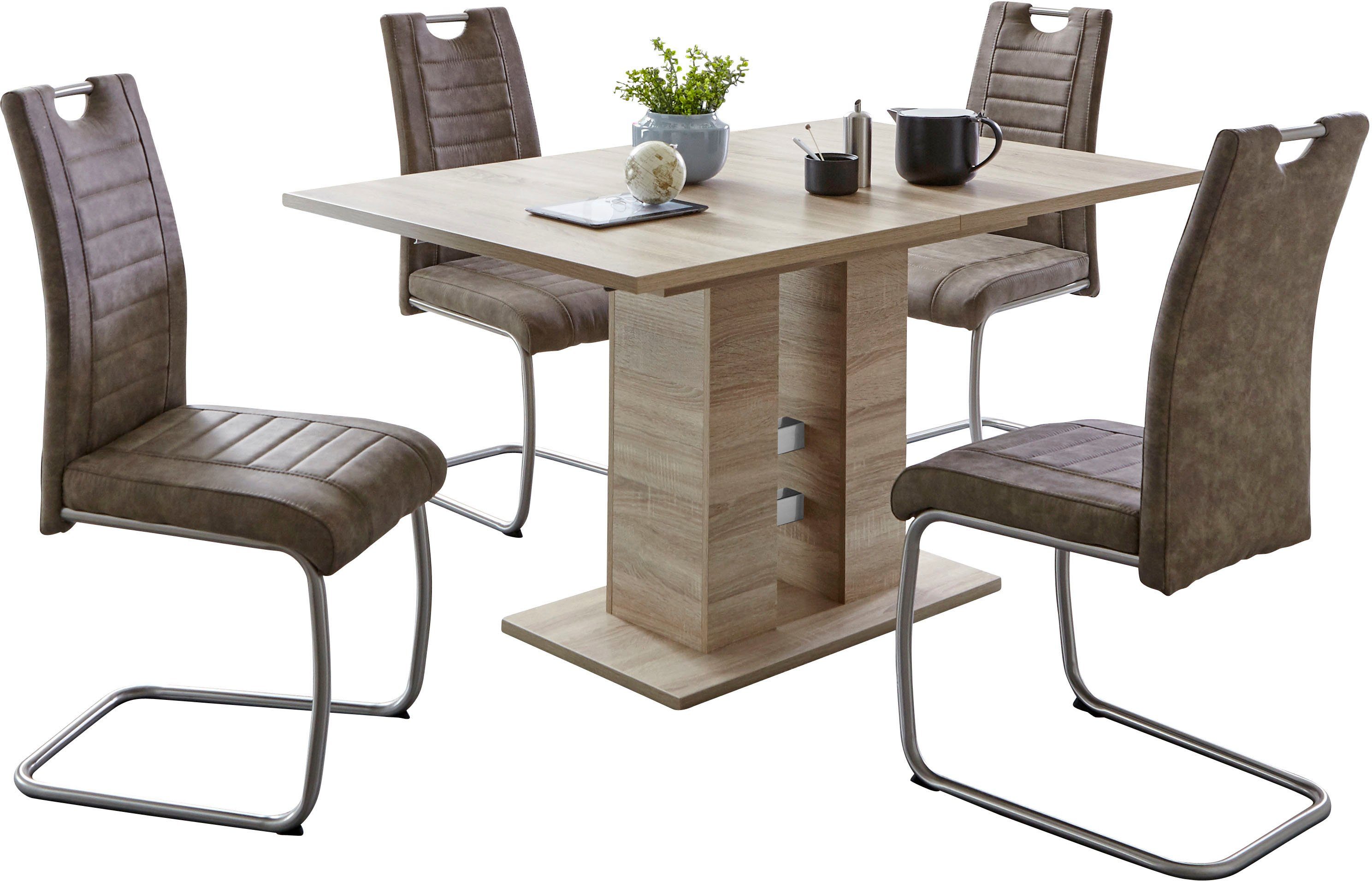 HELA Eethoek Ulla uittrekbaar 140 - 220 cm, edelstaal, 140 kg belastbaar (set, 5-delig)