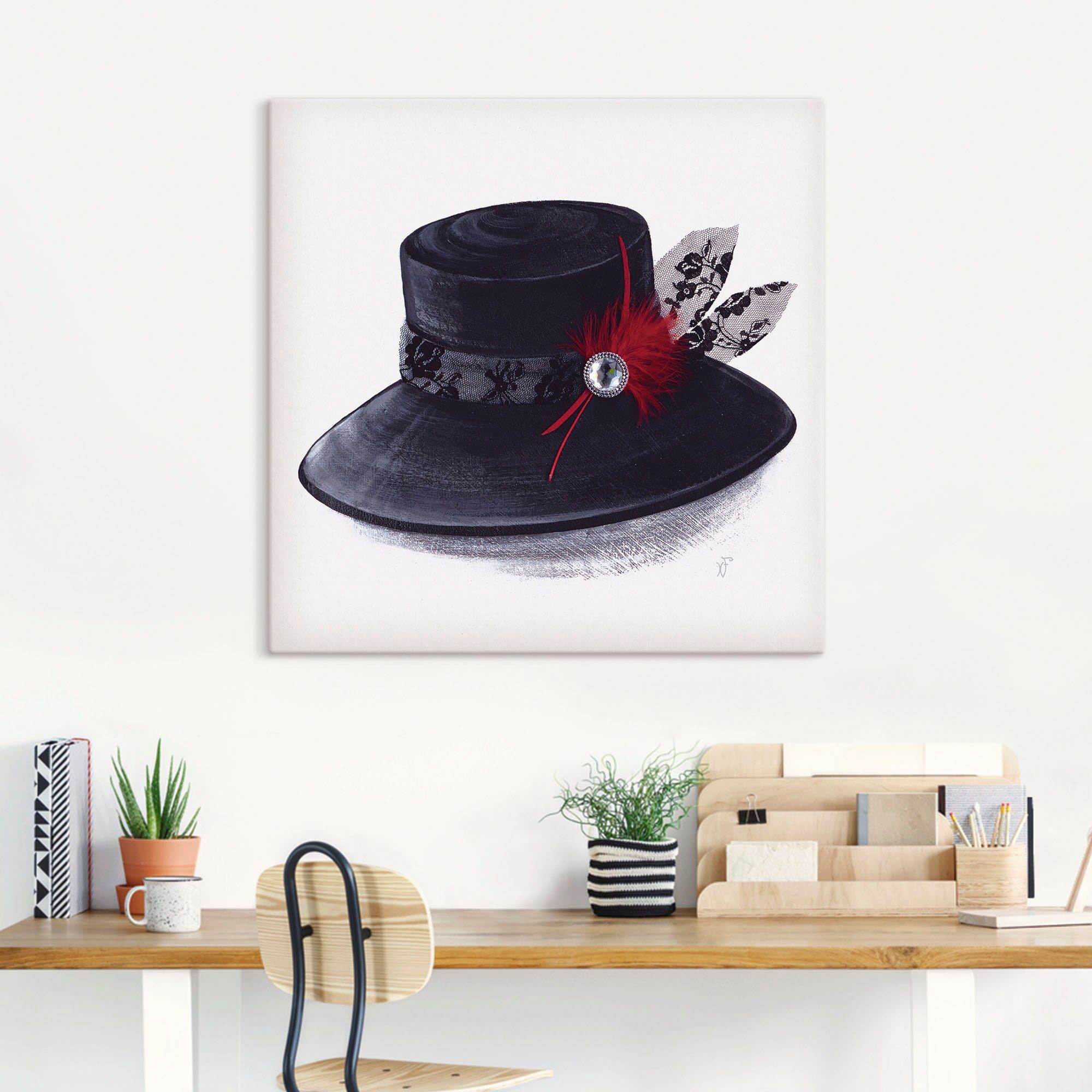 Artland Artprint op linnen Hoed met diamant gespannen op een spieraam