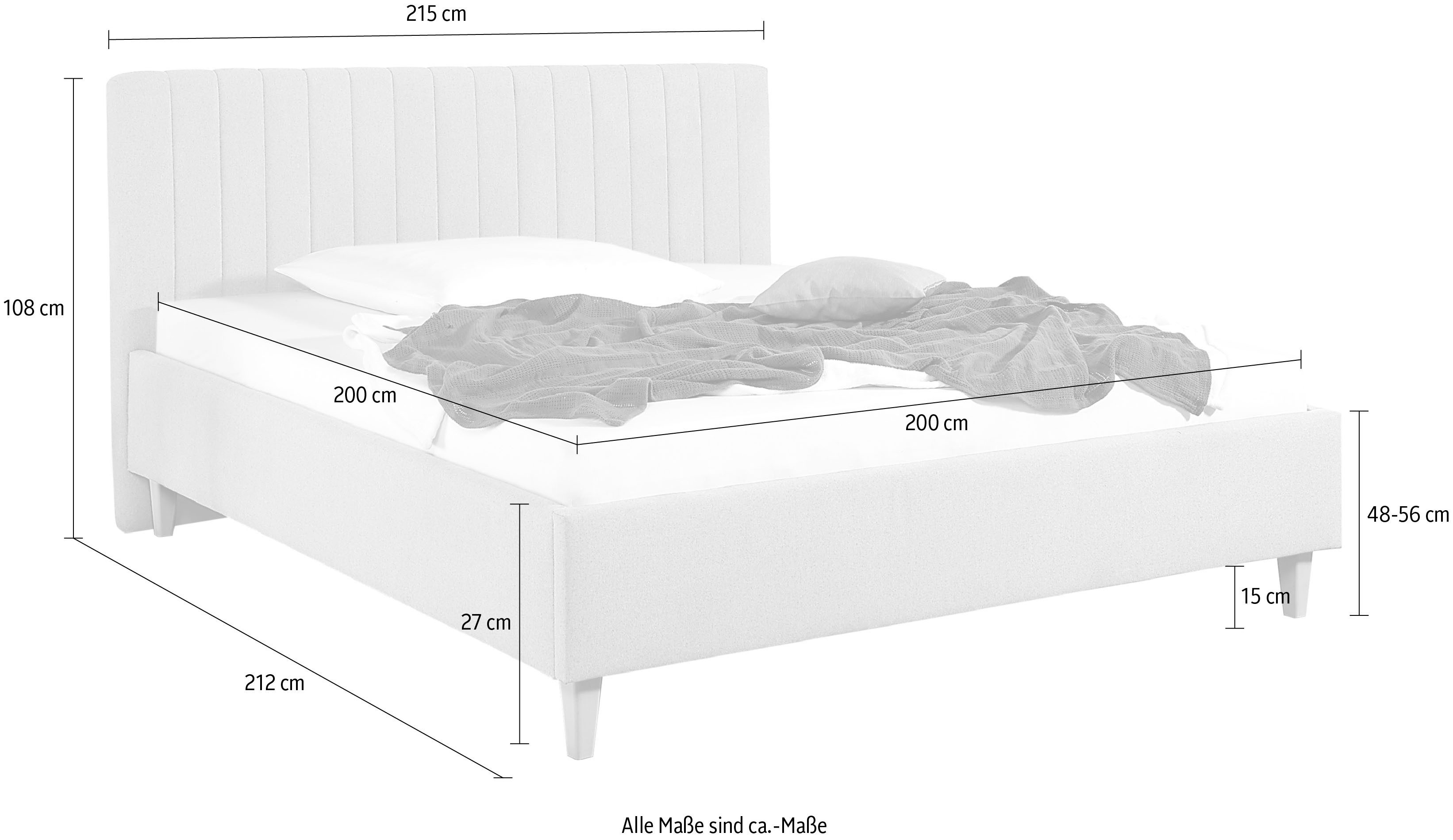 Maintal Gestoffeerd bed Friant Zijkanten van het bed zelf te monteren, zonder bedkist