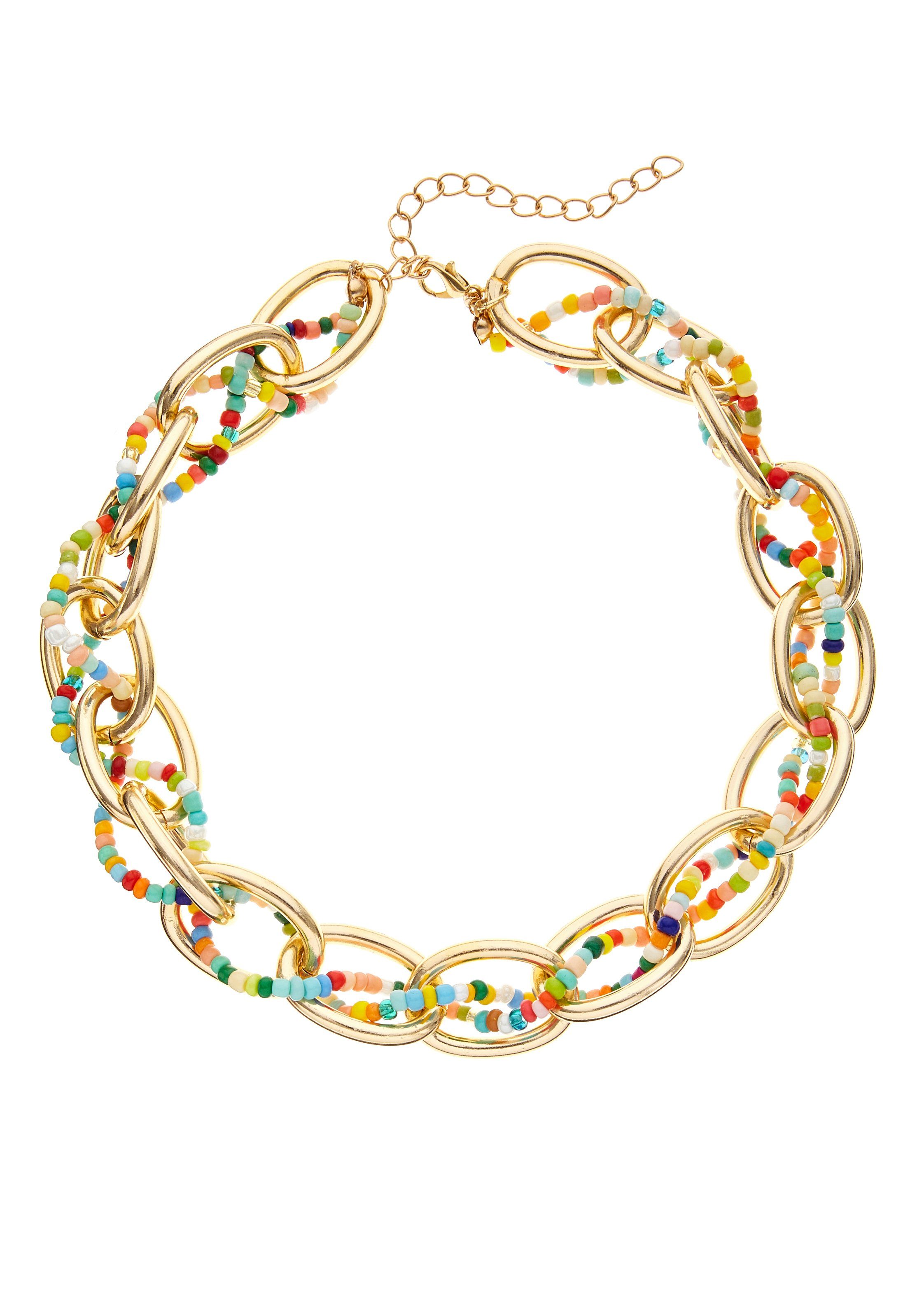 Lascana Schakelketting met kleurrijke acrylparels, halssieraad, collier, halsketting