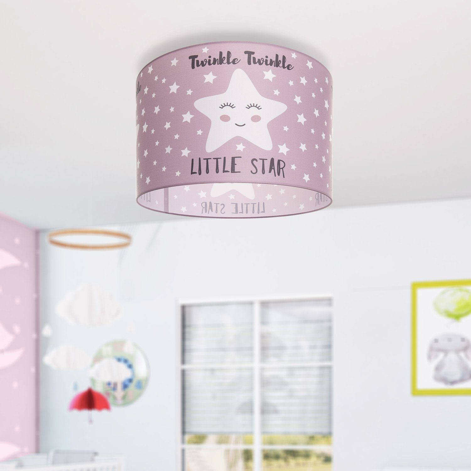 Paco Home Plafondlamp Aleyna 105 Kinderlamp plafondlamp LED kinderkamer lamp sterren-motief E27