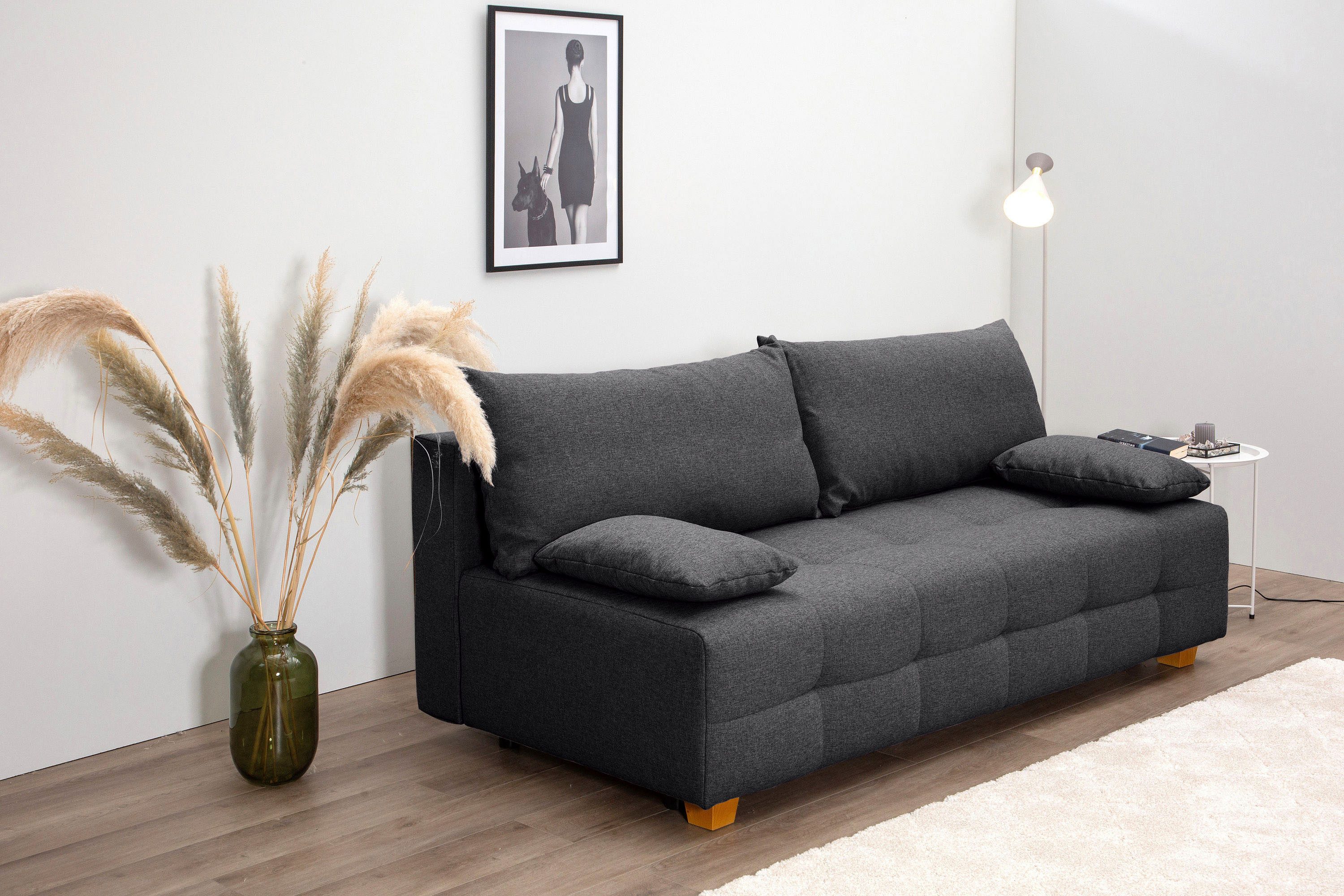 COLLECTION AB Slaapbank Bella Slaapbank, bedlade, bonellvering, rugkussen, armleuningkussen
