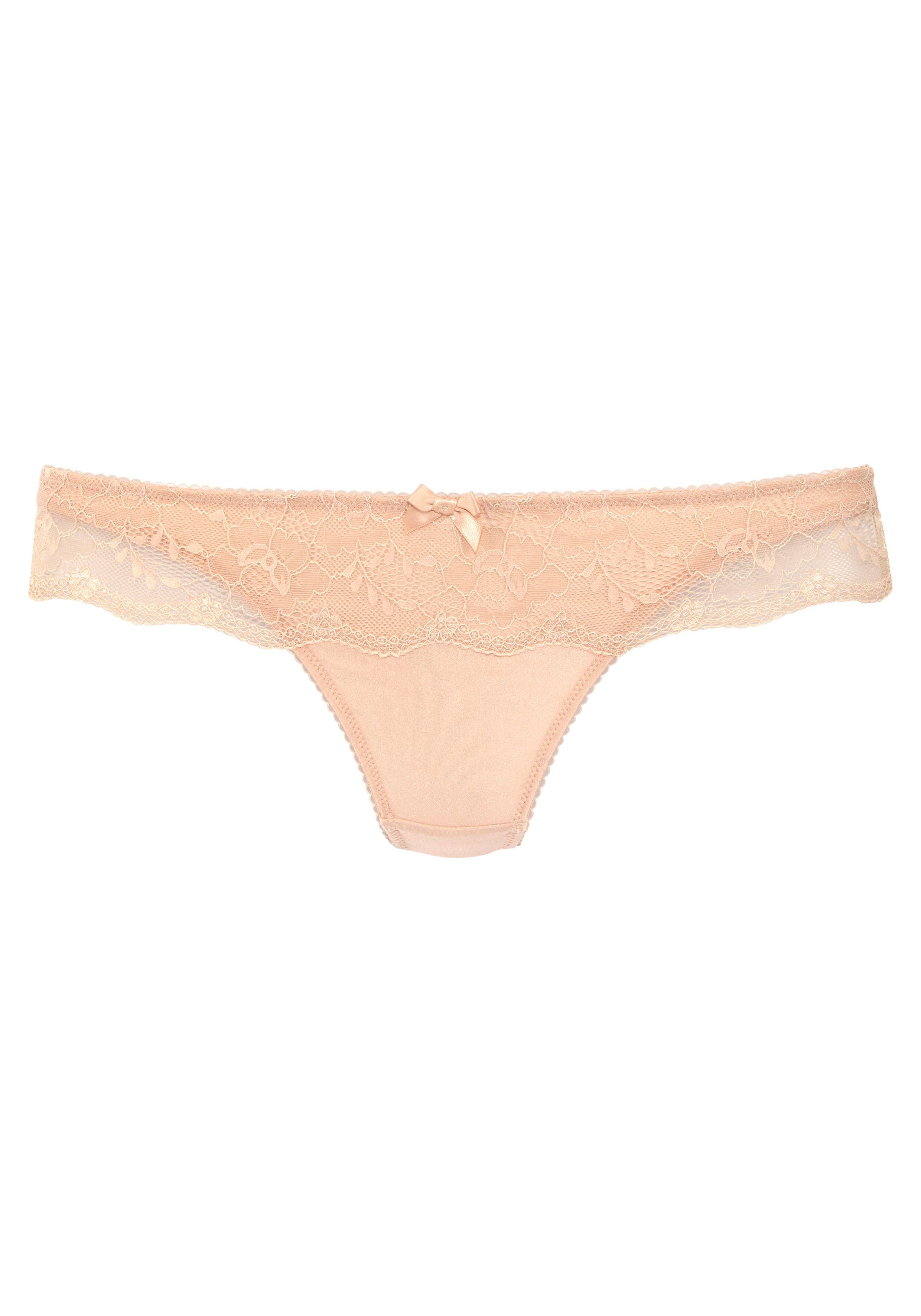 Lascana String met een brede band van gebloemde kant, dessous