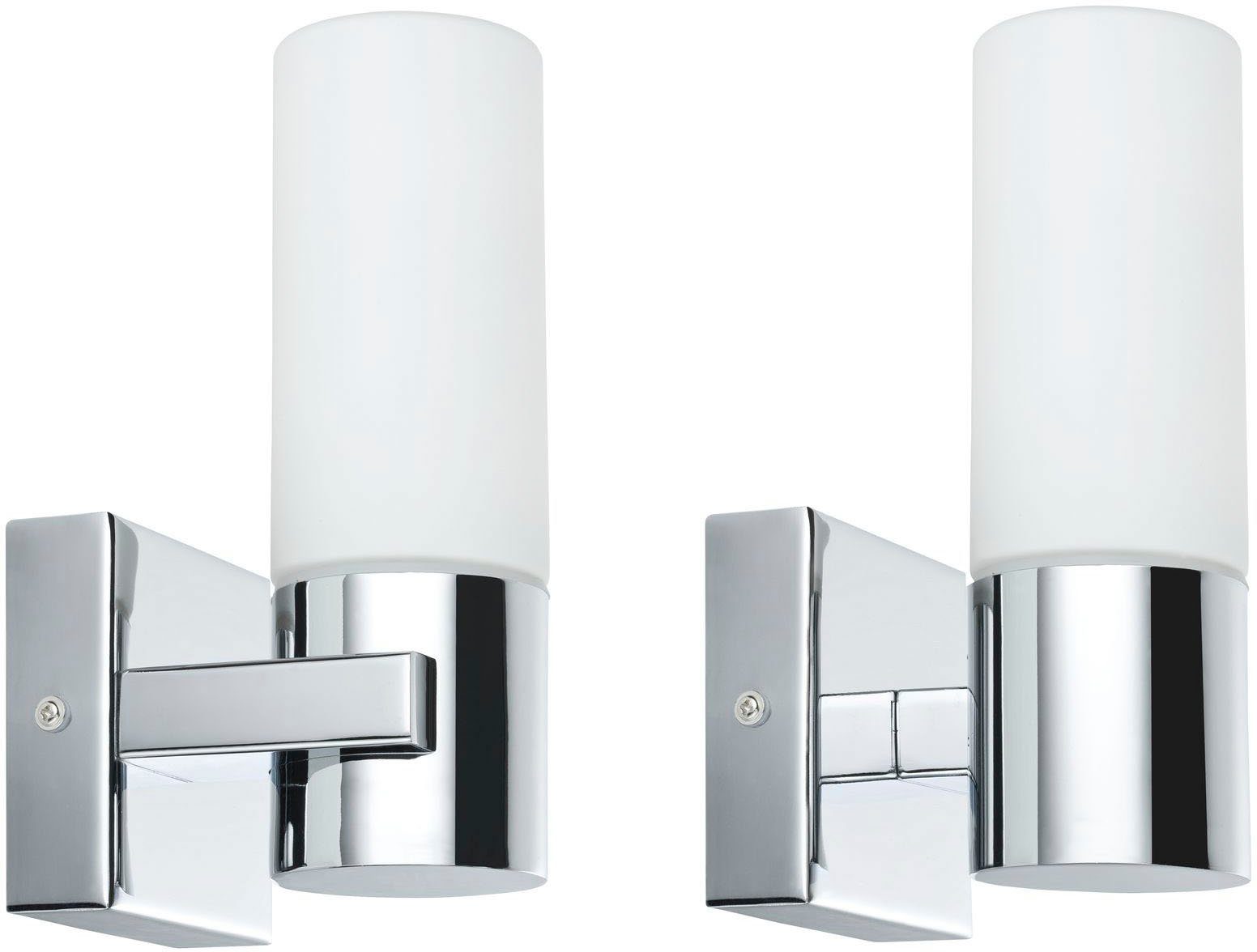 Paulmann Led-wandlamp Gemini IP44 20W 2-pack Chroom, Satin, Metaal, Glas E14, Gemini IP44 20W 2-pack chroom, satijn, metaal, glas (2 stuks)