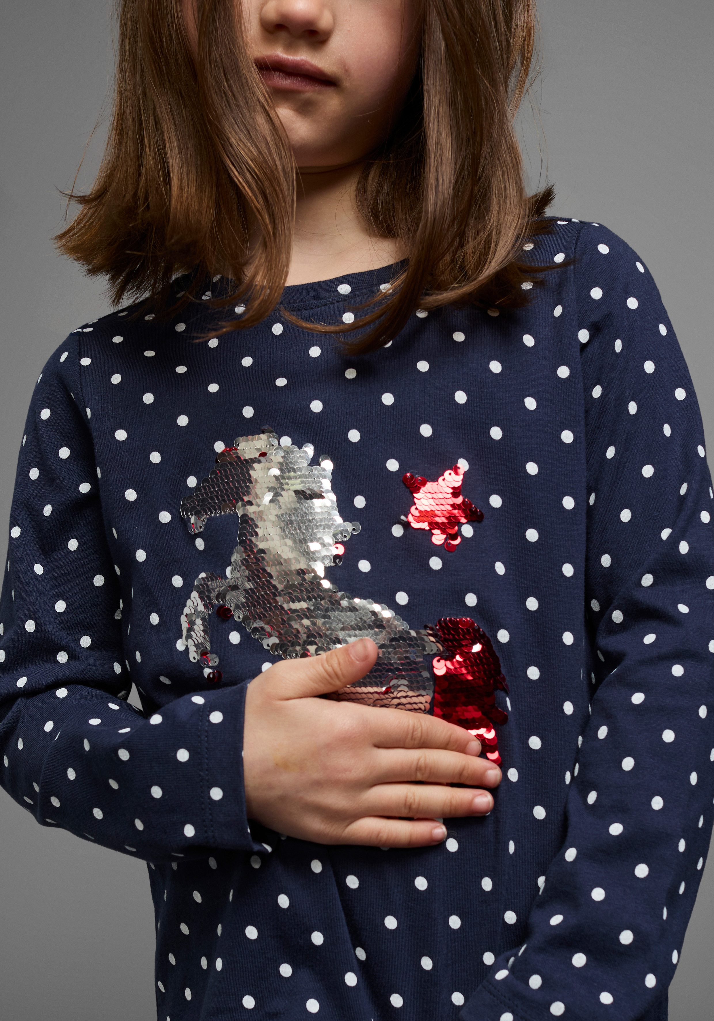 KIDSWORLD Shirt met lange mouwen Voor kleine meisjes Lange mouwen, basic pasvorm, bedrukt, ronde hals