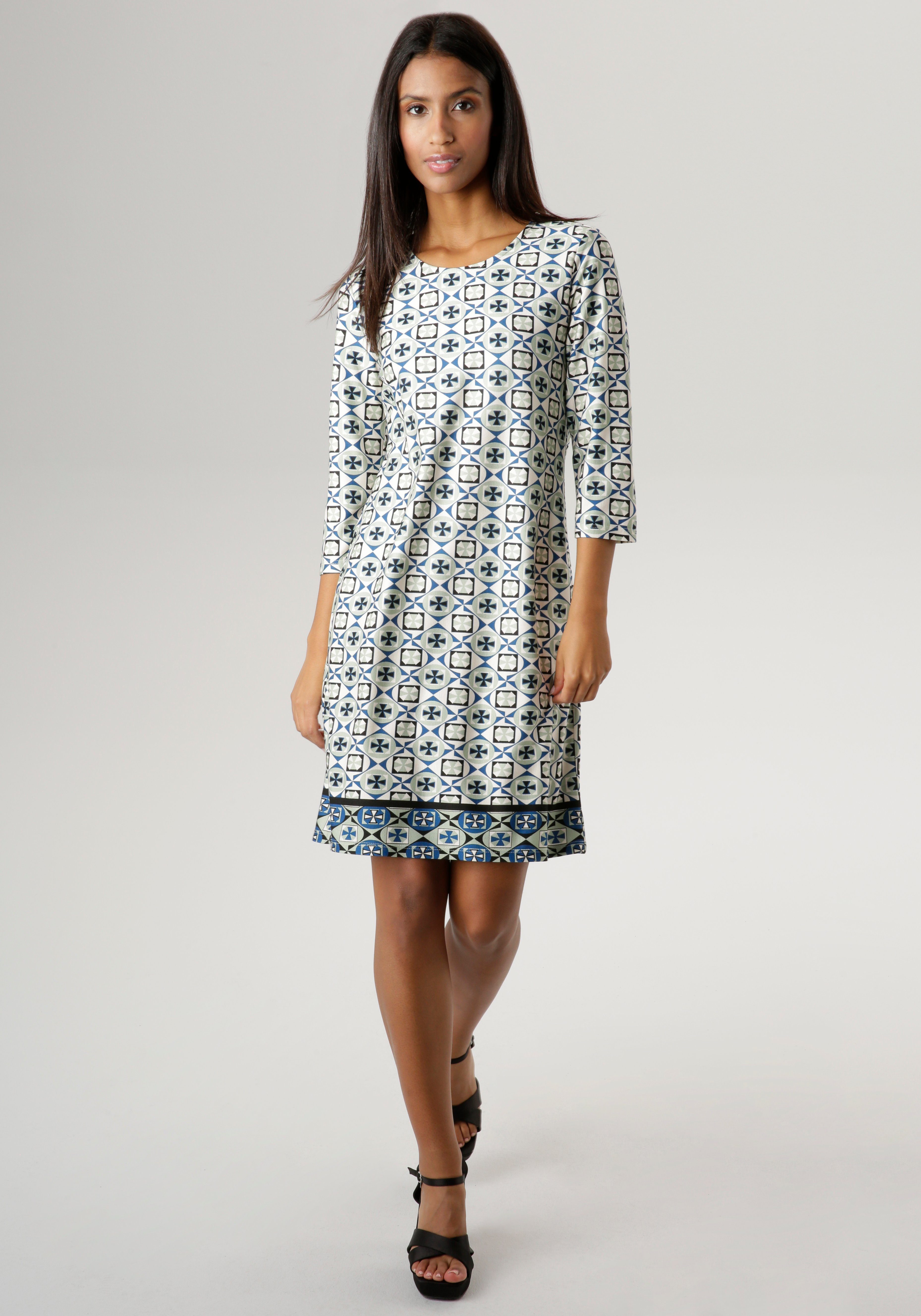 Aniston SELECTED Jerseyjurk met geometrisch patroon en bedrukte rand