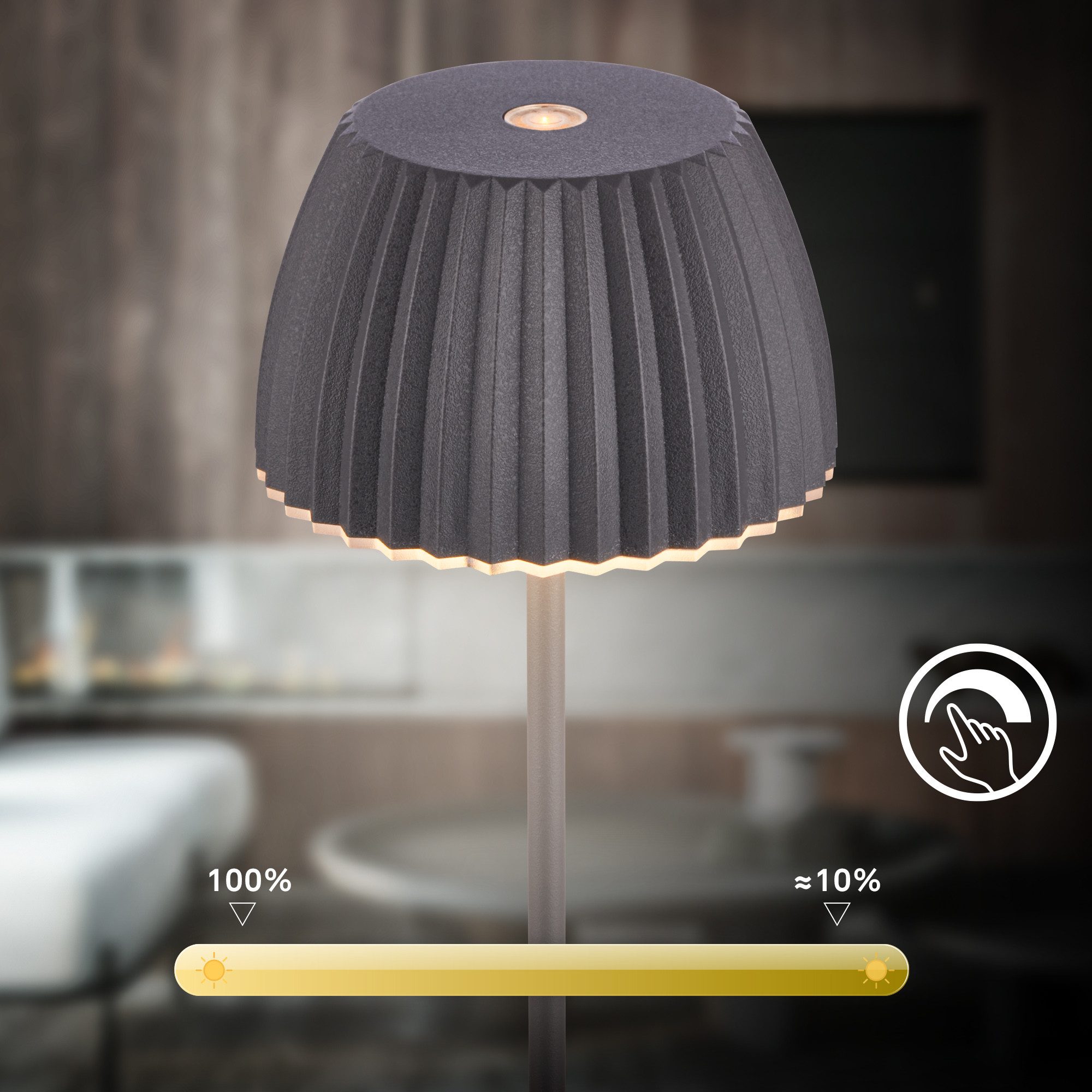 Briloner Leuchten Led-tafellamp Accu LED tafellamp, mini, antraciet