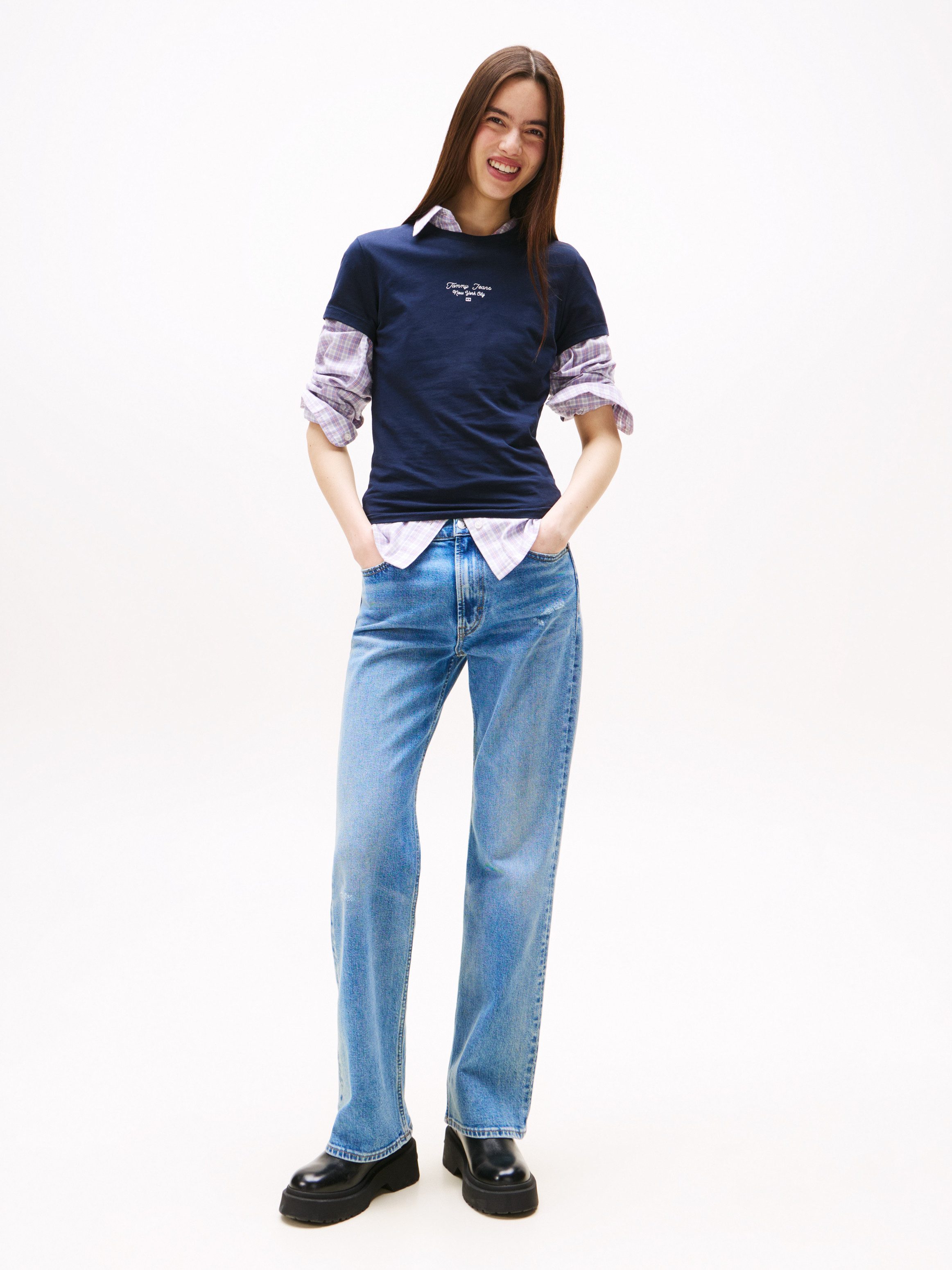 TOMMY JEANS Shirt met korte mouwen TJW SLIM ESS LOGO 1 TEE EXT