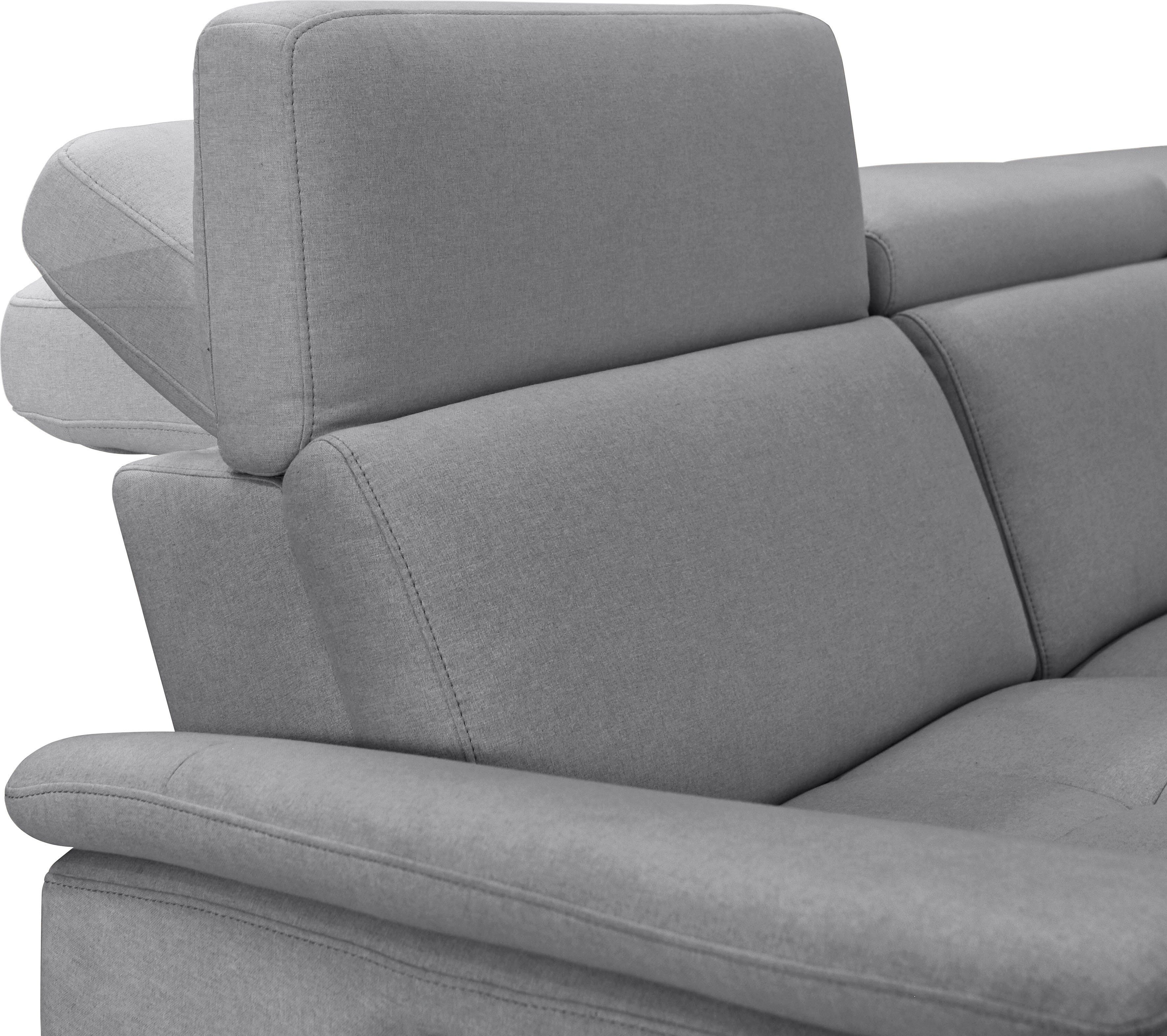 Places of Style 3-zitsbank Pareli 229 cm, handmatige en elektrische relaxfunctie in 2 zits USB, verstelbare hoofdsteun, LED-verlichting, in echt leer, kunstleer, geweven stof