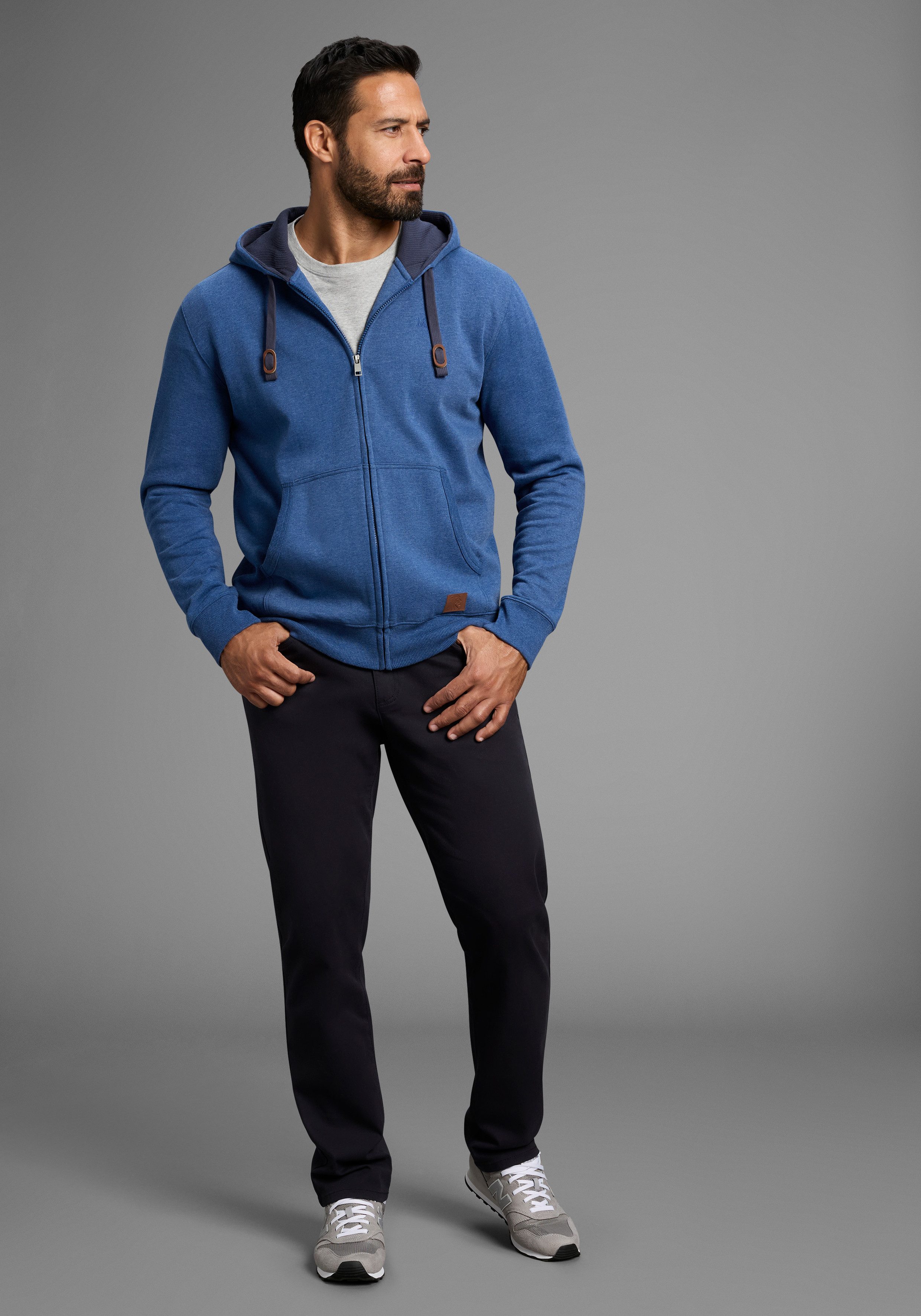 Man's World Capuchonsweatvest met contrastkleurige voering