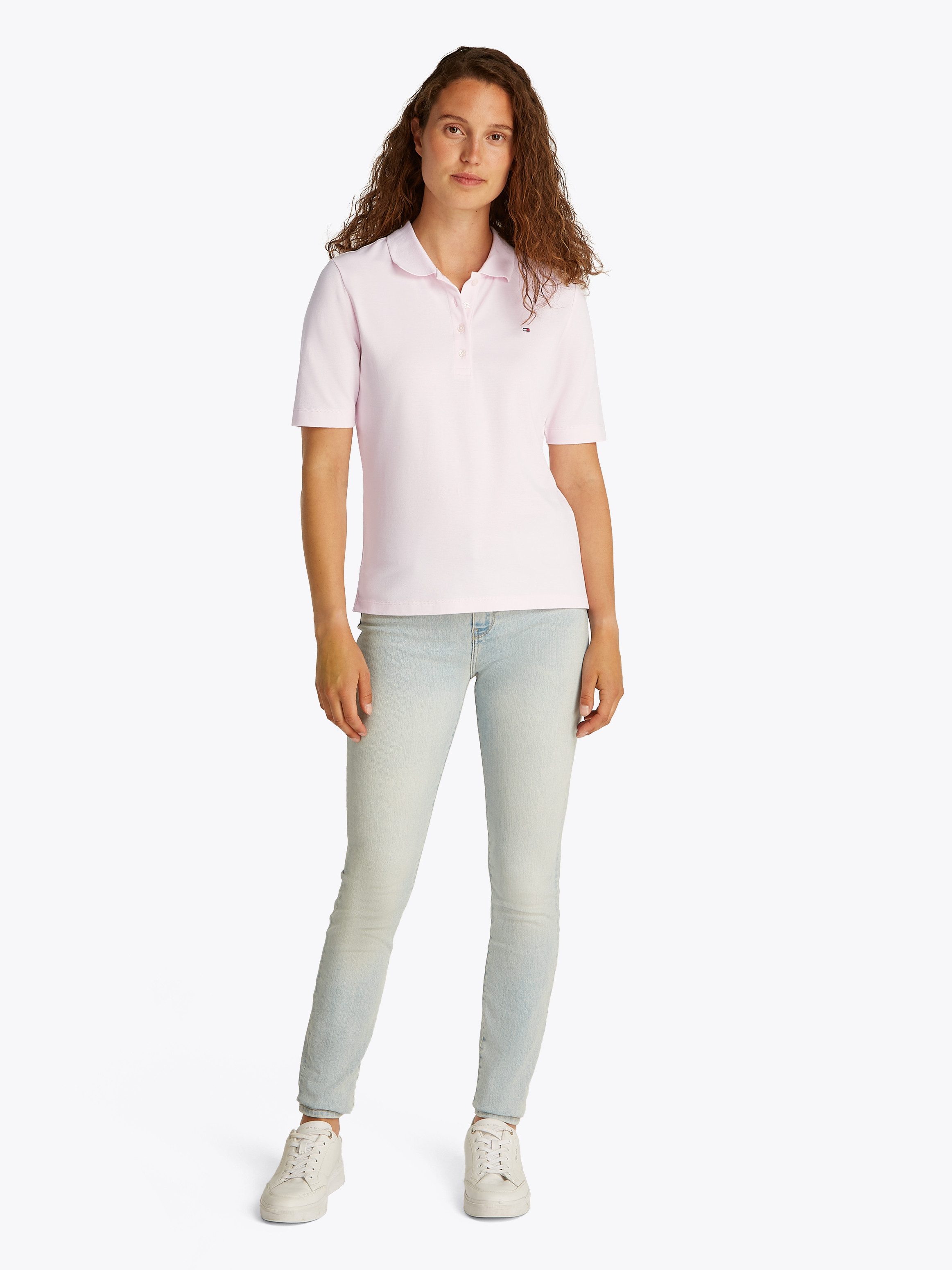Tommy Hilfiger Poloshirt 1985 Regular Fit Pique Premium Polo met logo-borduursel, met zijsplitten