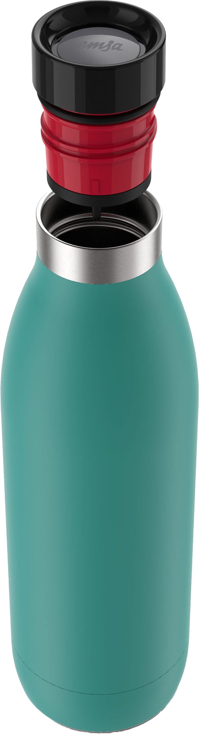 Emsa Thermosfles Drinkfles Bludrop 1 liter, lekvrij, 360°-rondom drinkopening, 40 uur koud, 20 uur warm (1-delig)
