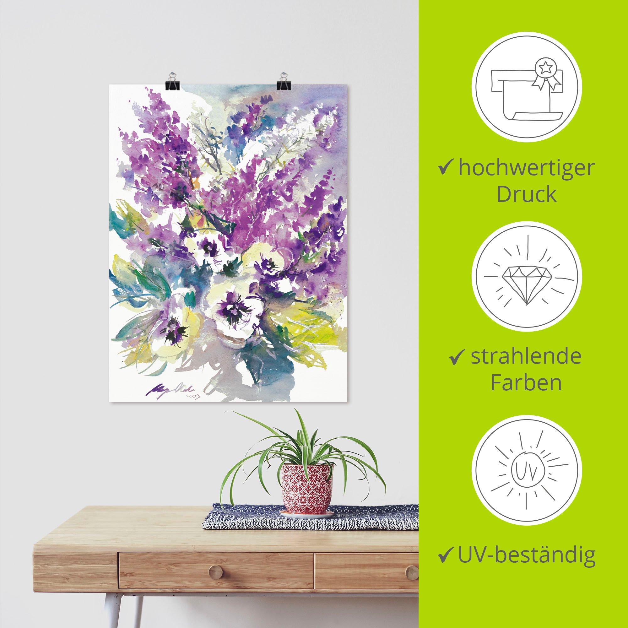 Artland Poster Bos bloemen III als artprint van aluminium, artprint op linnen, muursticker of poster in verschillende maten