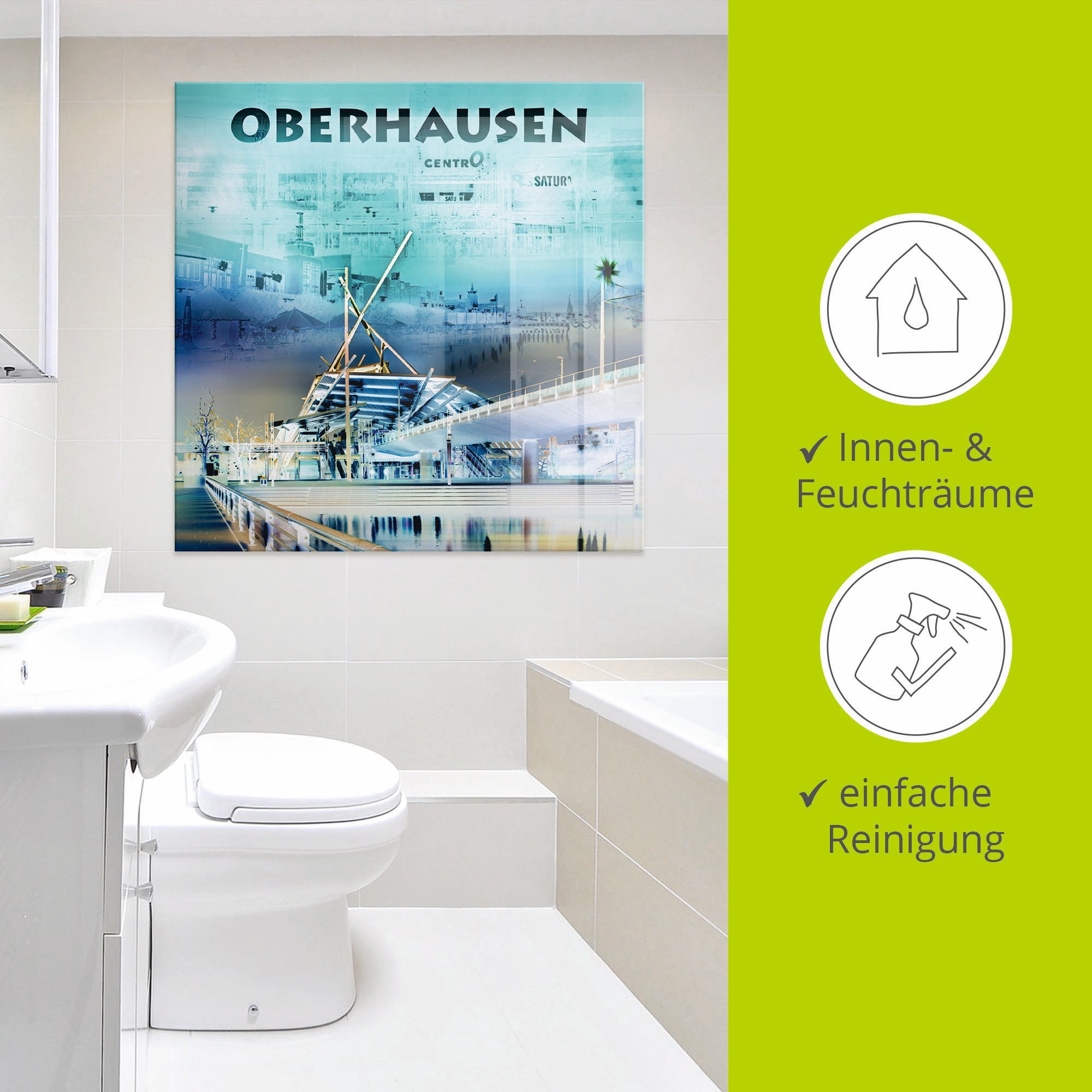 Artland Print op glas Oberhausen skyline abstracte collage