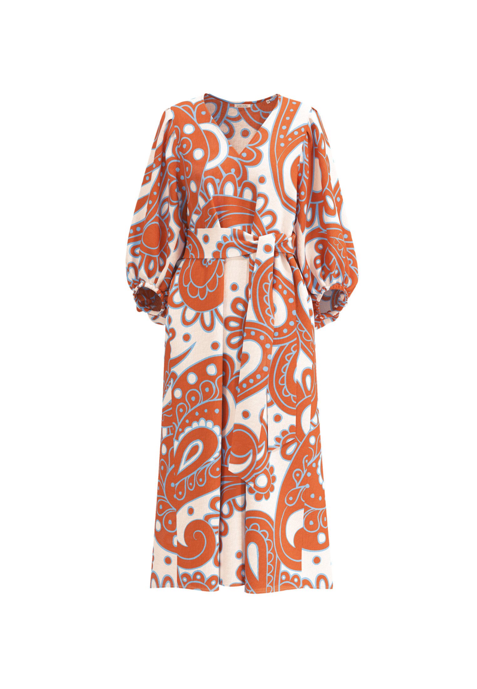 seidensticker Zomerjurk Zwarte roos 3/4-mouw v-hals paisley
