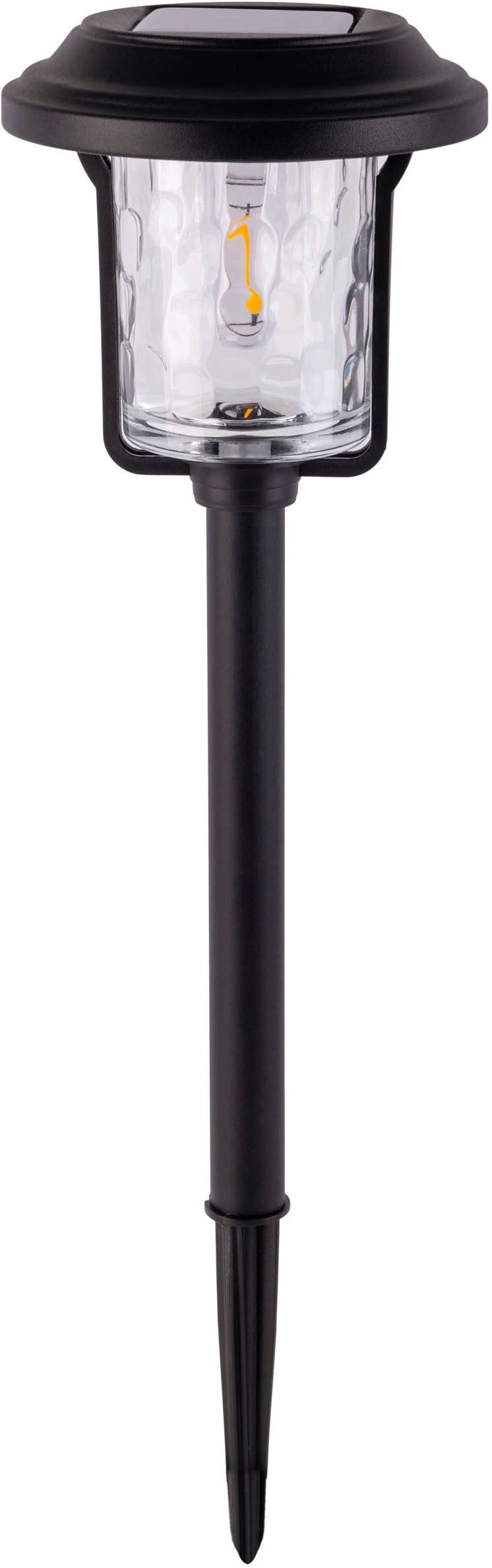 näve Led-solarlamp Simon Spies zwart, gestructureerde glazen kap, H: 54,7cm, schemersensor (1 stuk)