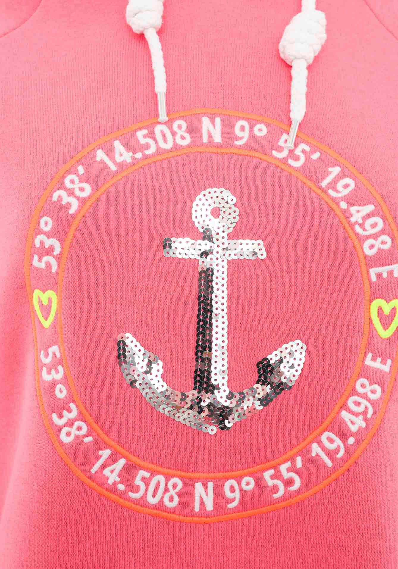 Zwillingsherz Hoodie met anker-motief en "moin"-opdruk