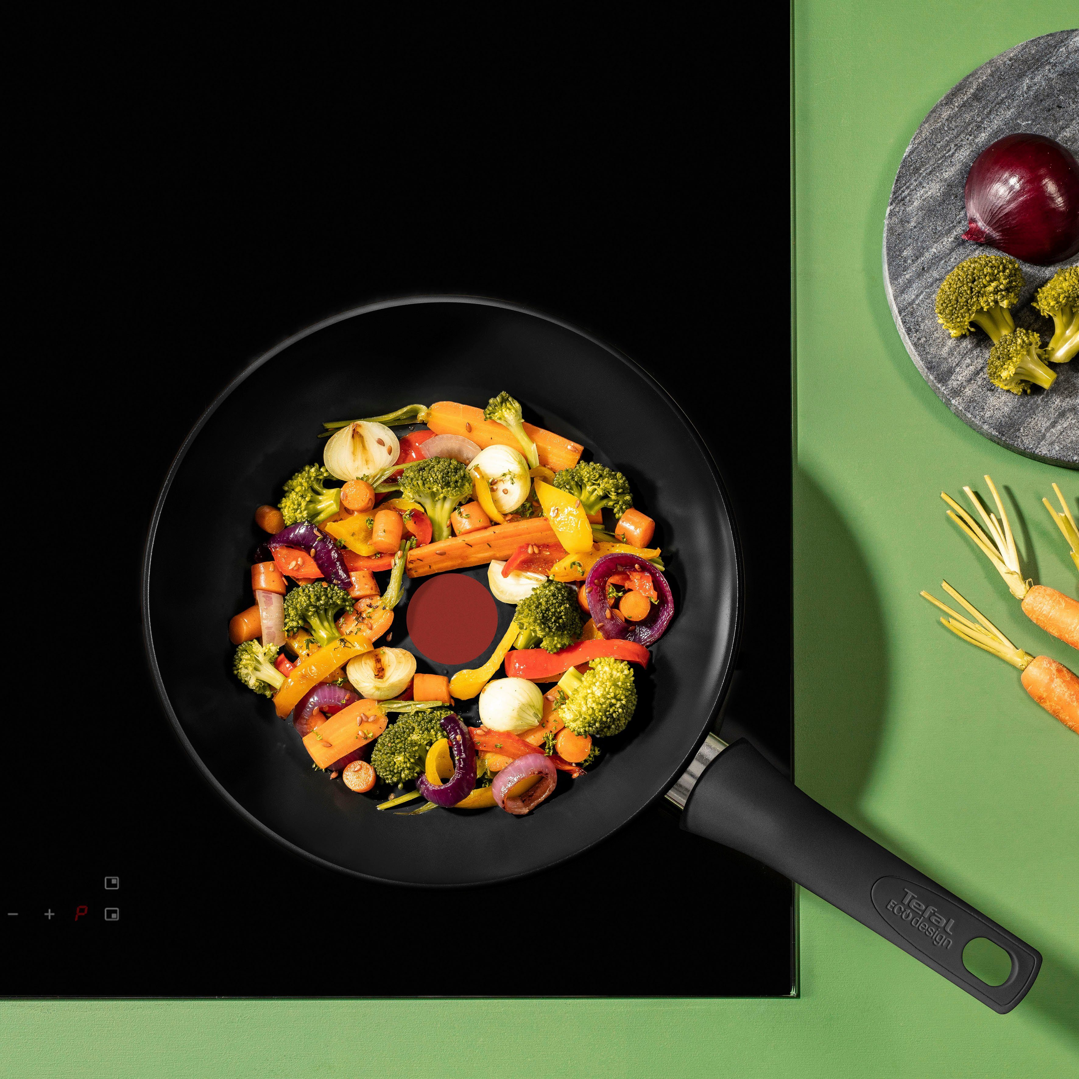 Tefal Wok Renew On Black milieuvriendelijk, gerecycled, thermo-signaal, ø 28 cm, inductie (1-delig)