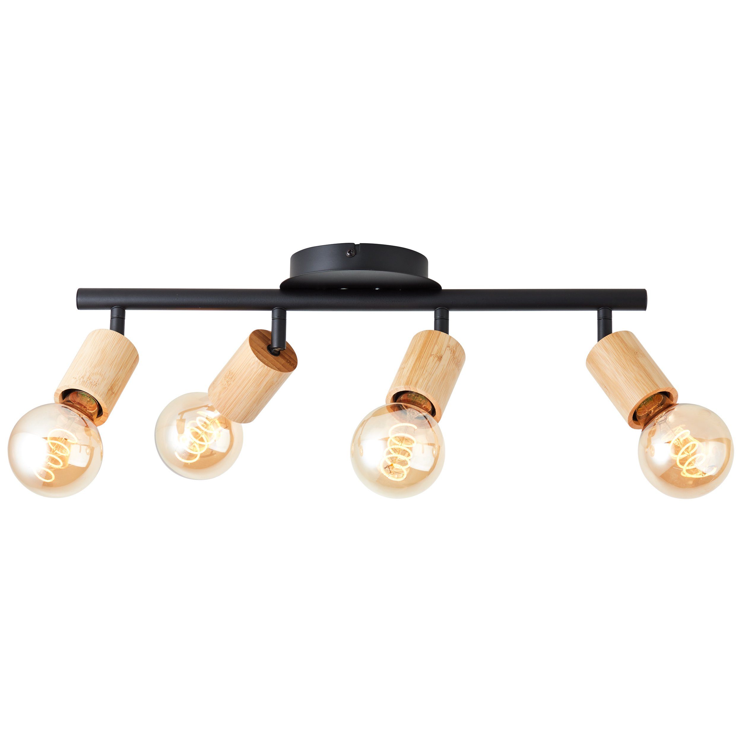 Brilliant Leuchten Plafondspot Tiffany Plafondspot, 12 x 49 x 14 cm, E27, draaibaar, metaal/hout, zwart