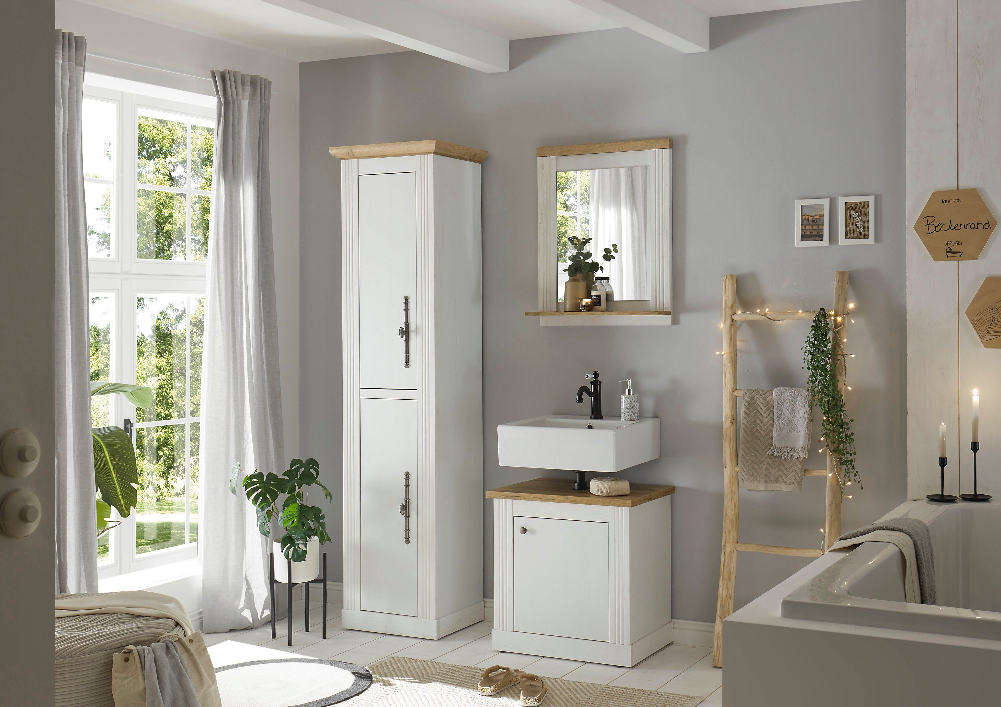 Home affaire Badkamerserie WESTMINSTER, Bad im Landhausstil, 3-teiliges Badezimmer in romantische rustieke stijl, exclusief by otto (3-delig)