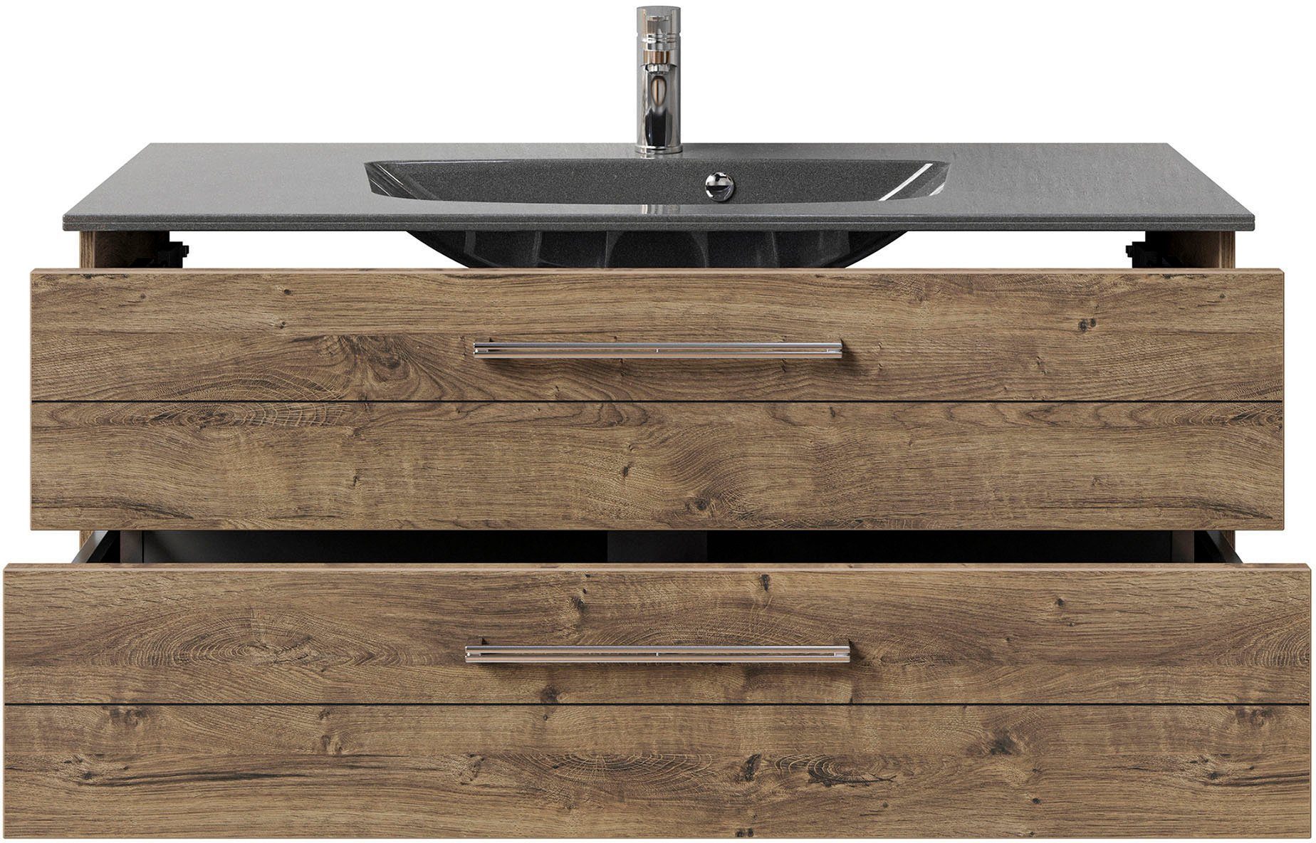 Saphir Wastafelonderkast Serie 6025 mineraalmarmeren wastafel met onderkast, 117 cm breed (2-delig)