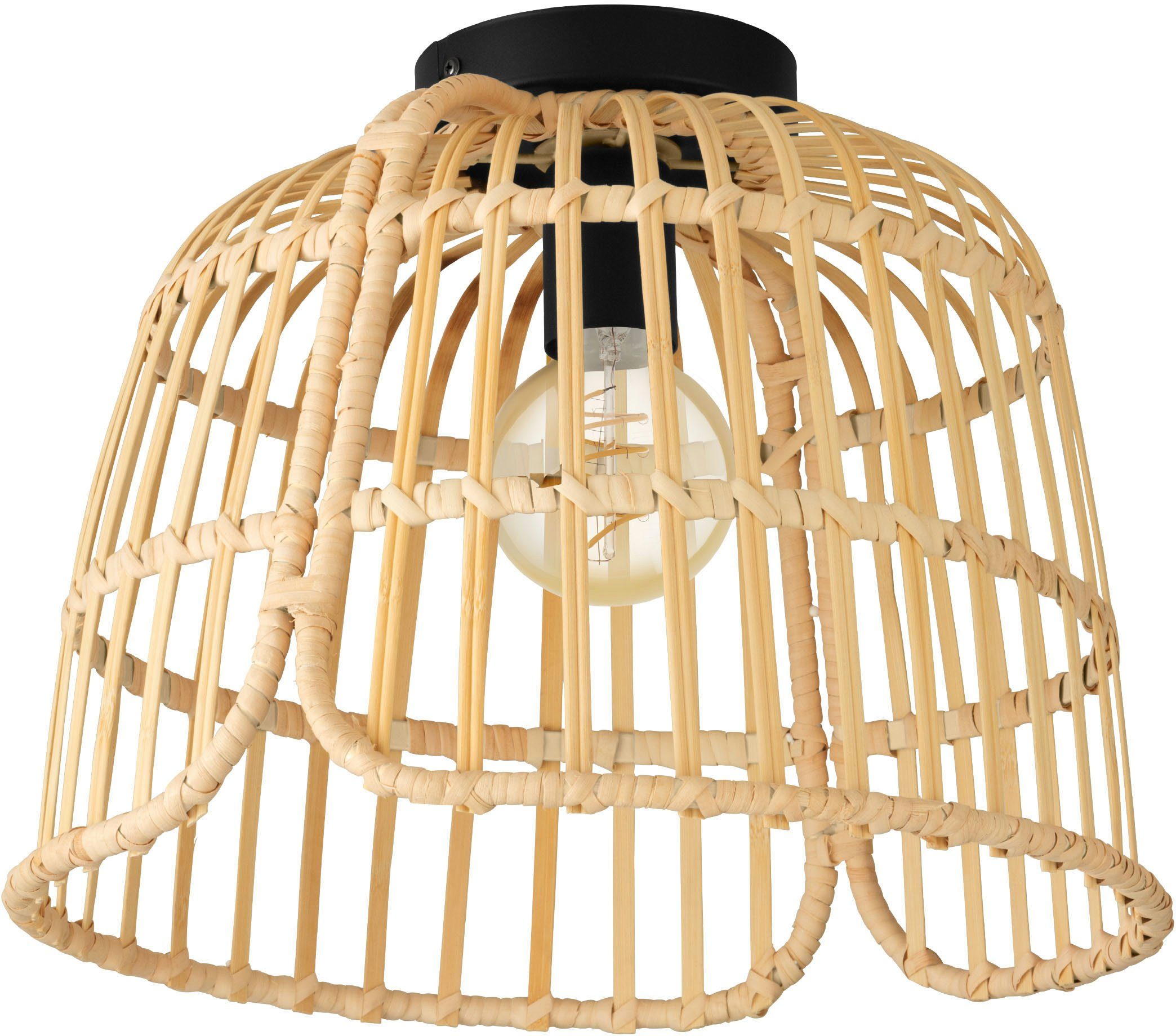 EGLO Plafondlamp GLYNEATH Plafondlamp in boho stijl, natuur woonkamerlamp, met E27 fitting (1 stuk) plafondlampen zwart