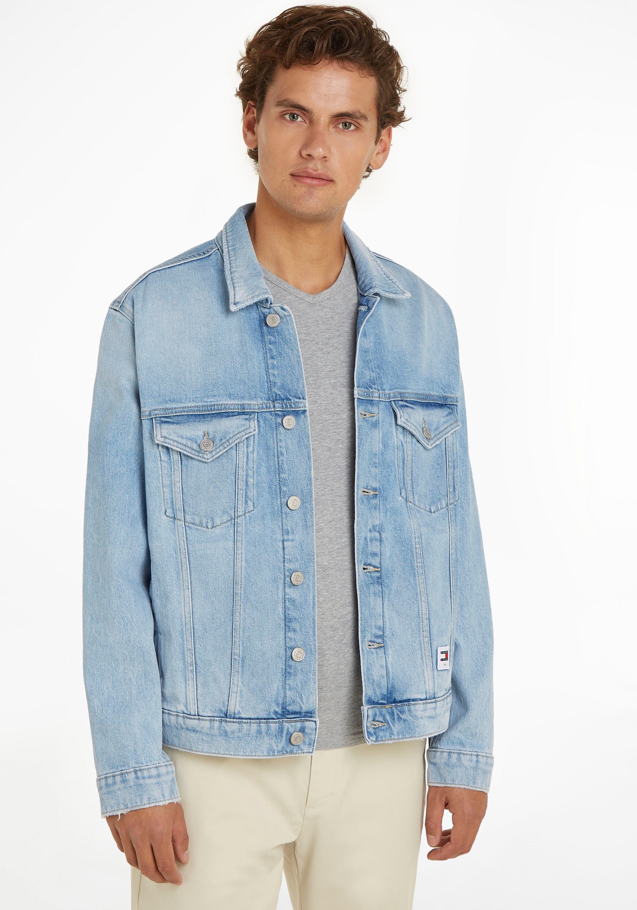 Tommy Jeans Plus Jeansjack RYAN RGLR TRCKR JCKT Grote maten, met fade-effecten