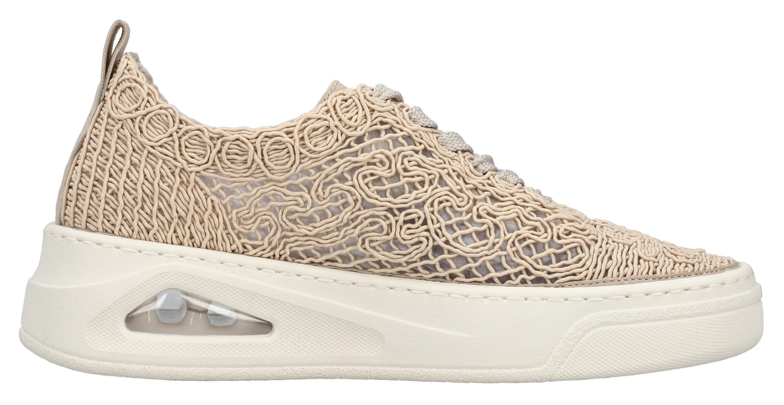 Rieker Plateausneakers , veterschoen, lage schoen in zomerse macramé-look
