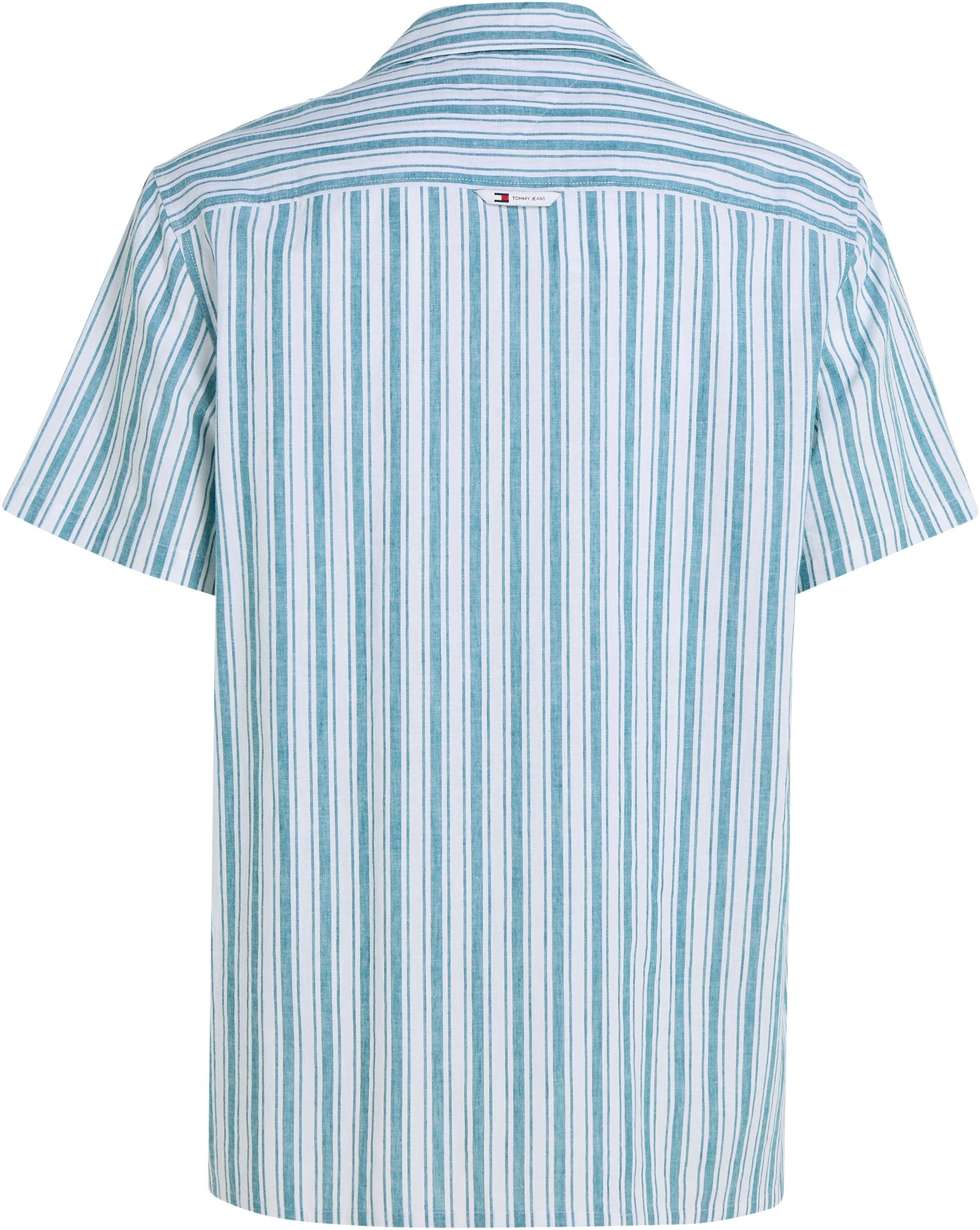 Tommy Jeans Plus Overhemd met korte mouwen TJM STRIPE LINEN SS SHIRT EXT Grote maten, modieuze lengtestrepen